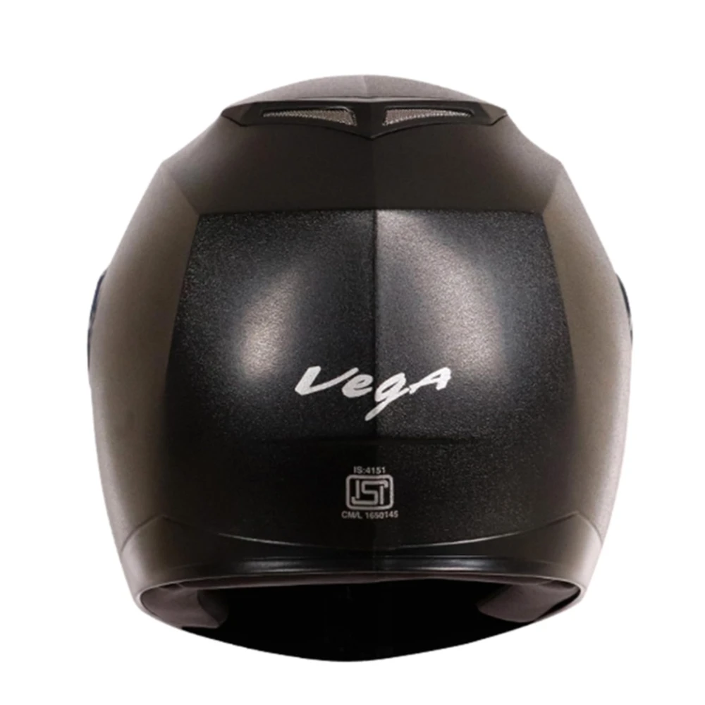 Vega Edge ISI Certified Full Face Gloss Finish Helmet for Men and Women with Clear Visor(Black, Size:L)