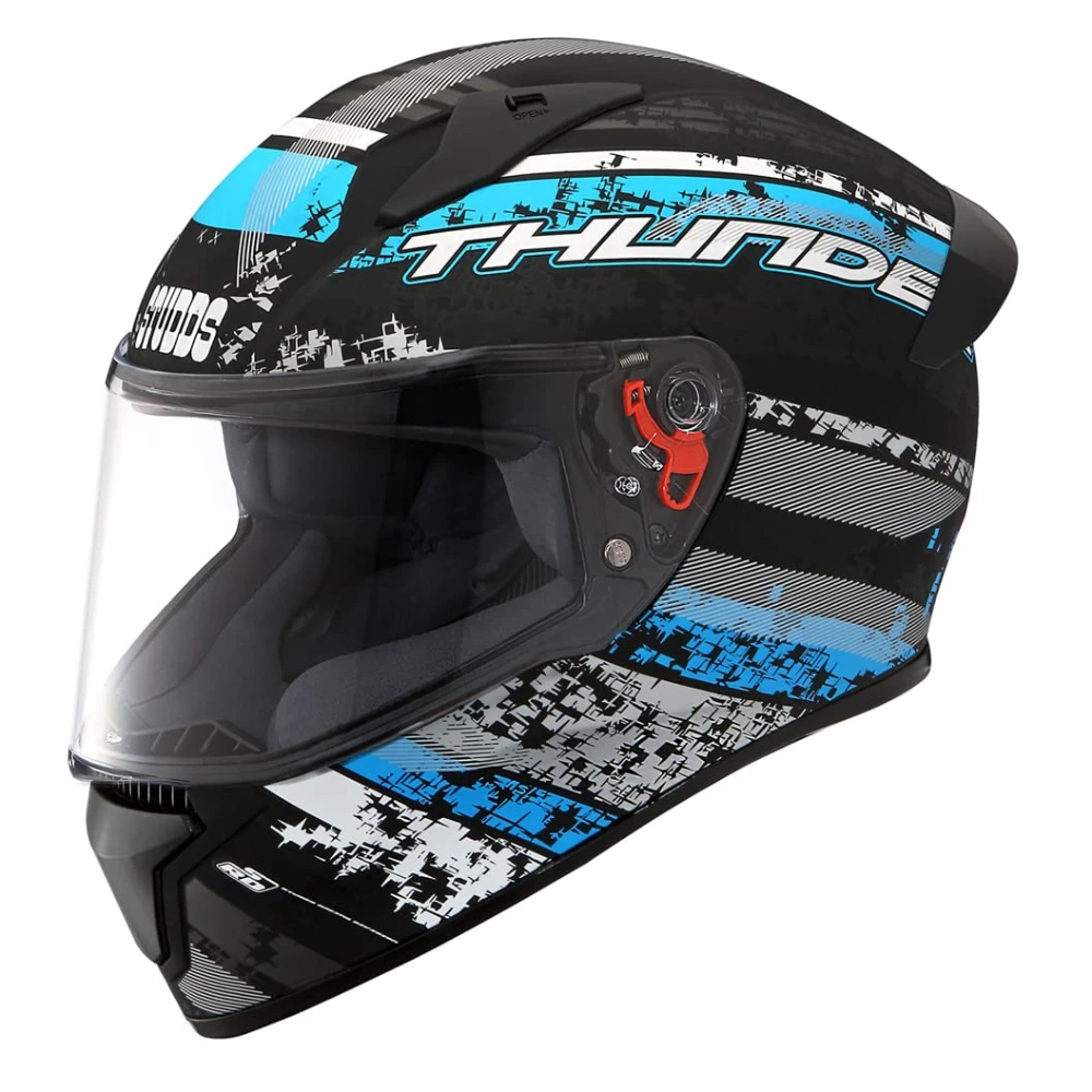 Studds Thunder D1 ISI and DOT Certified Full Face Graphic Helmet for Men and Women with Clear Visor (Matt Black N1, XL)