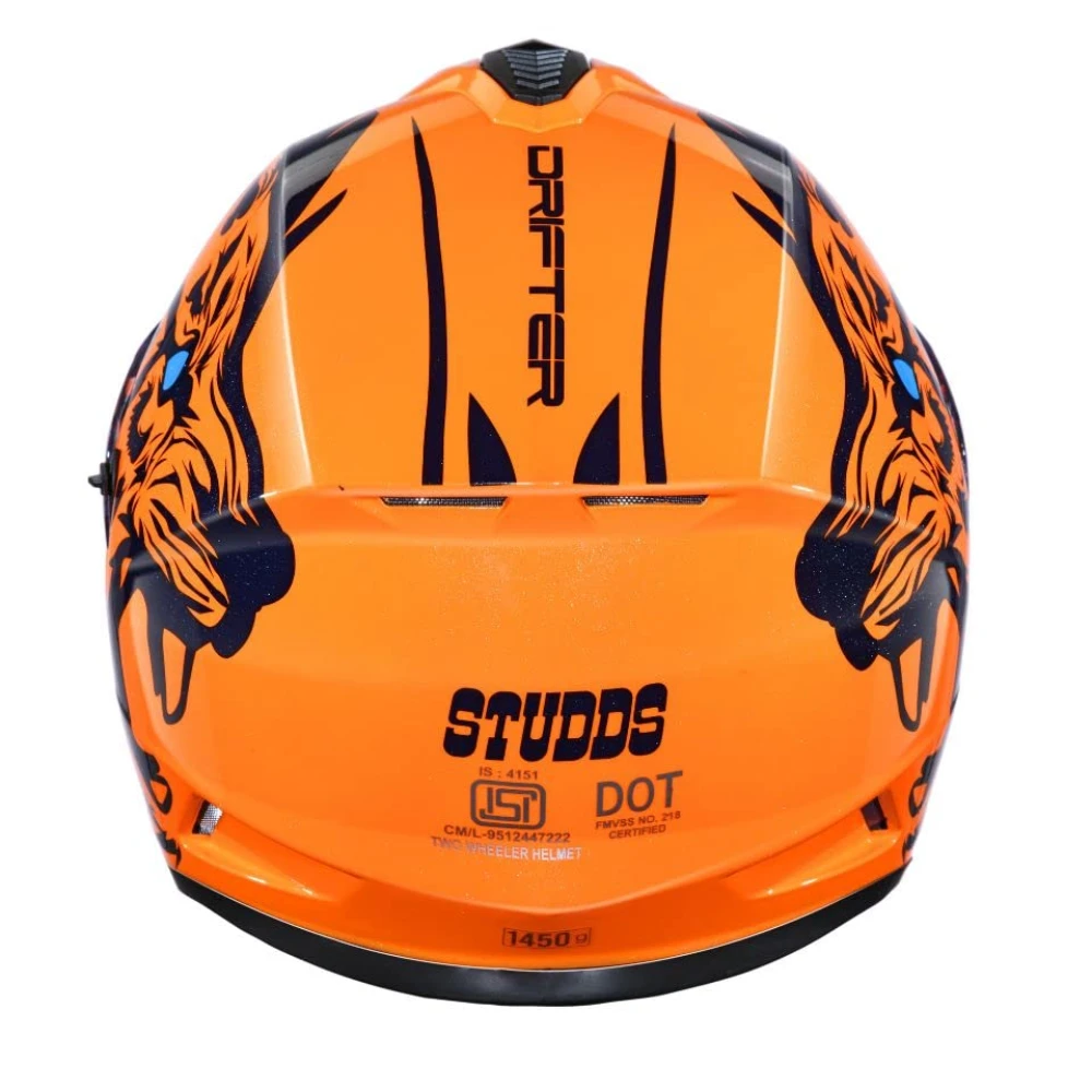 Studds Drifter Full Face Helmet Orange N1, Size: L(58-60cm)