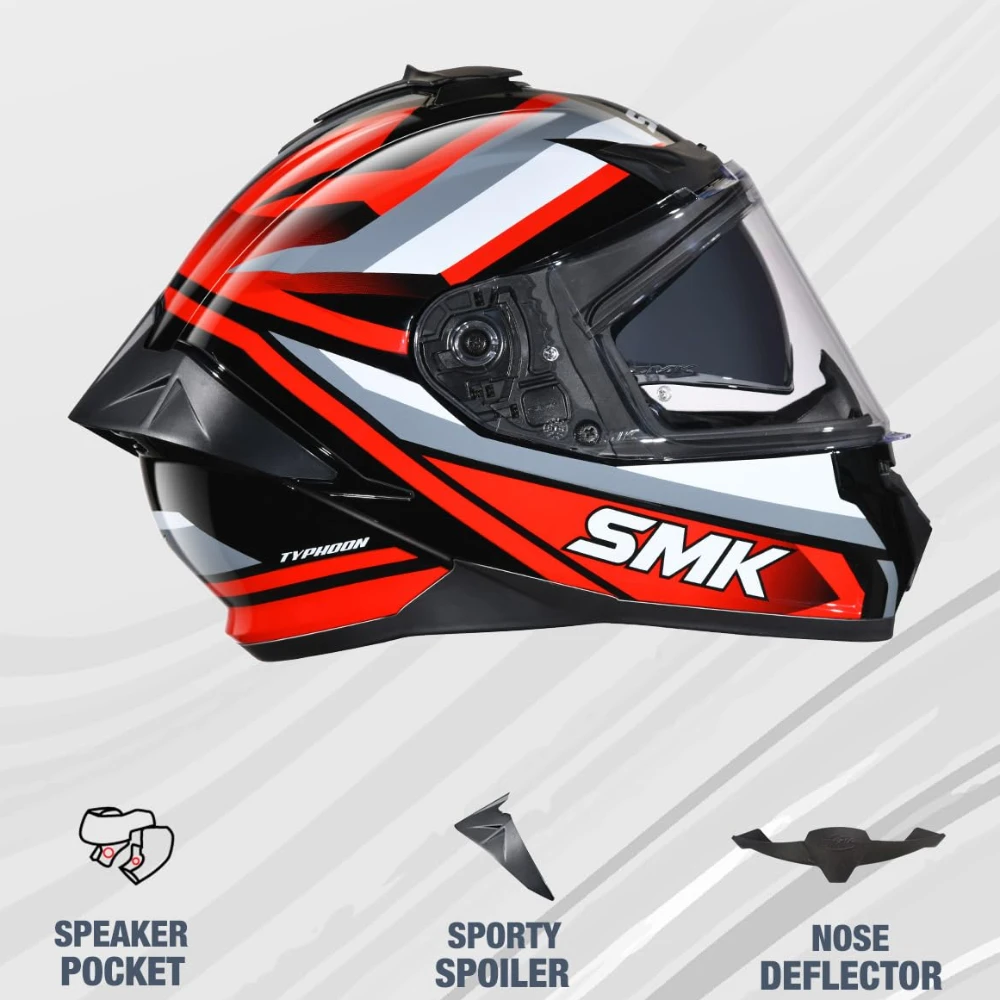 SMK Typhoon Freeride ISI ECE & DOT Certified Full Face Dual Visor Helmet for Men and Women with Pinlock Fitted Clear Visor and Inner Sun Visor ( GL236 - 2XL )