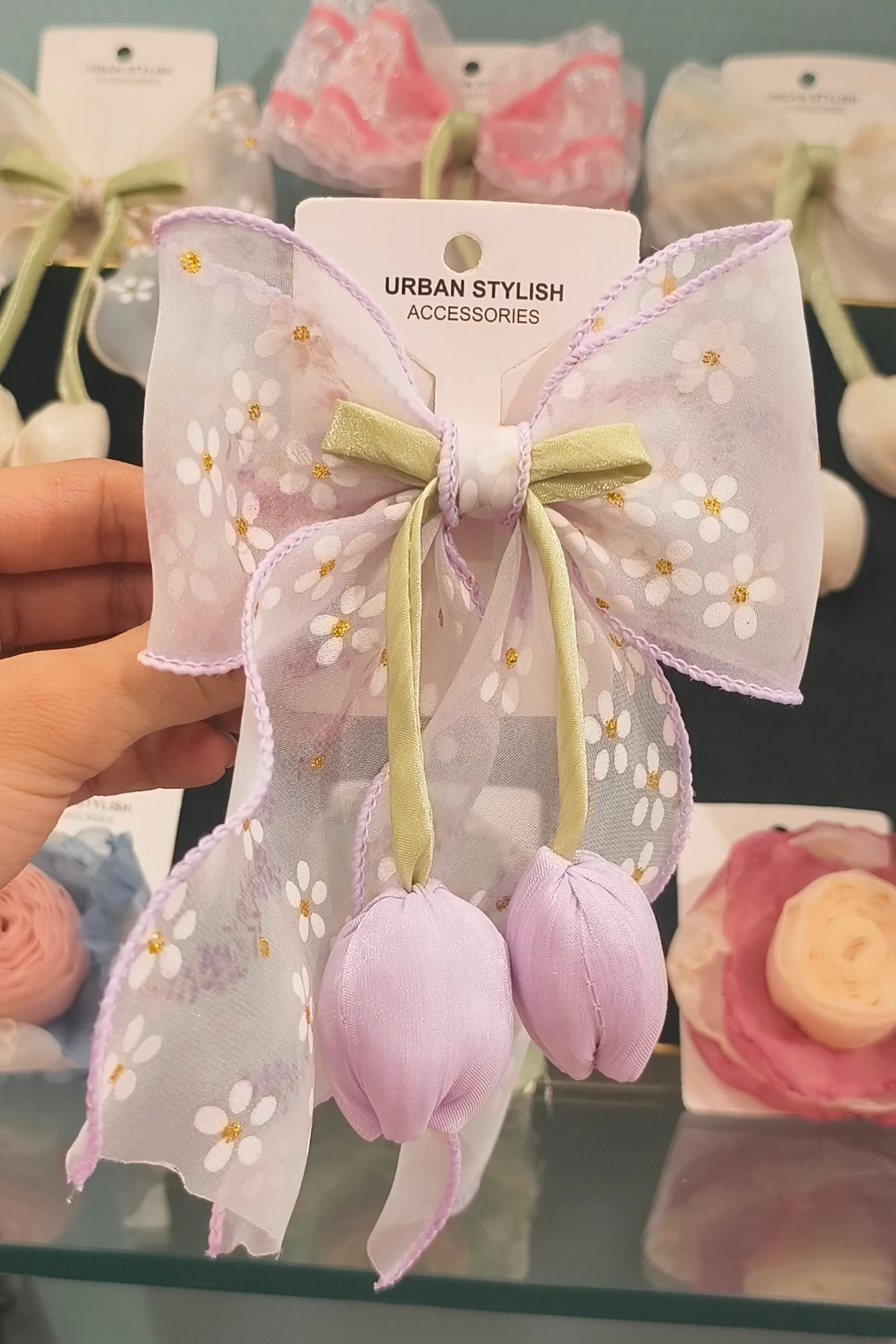 ORGANZA PURPLE TULIP BOW