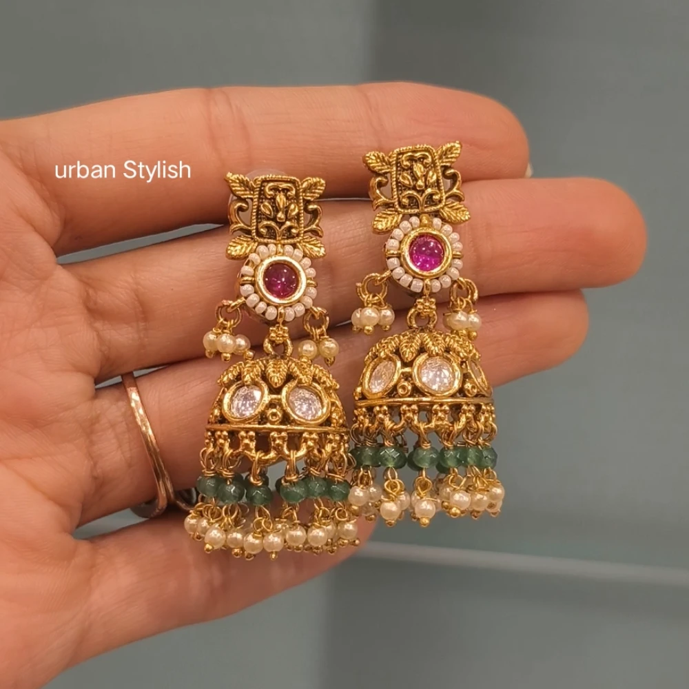 MEHRAAZ ANTIQUE GOLD PLATED NECKLACE WITH EARRINGS