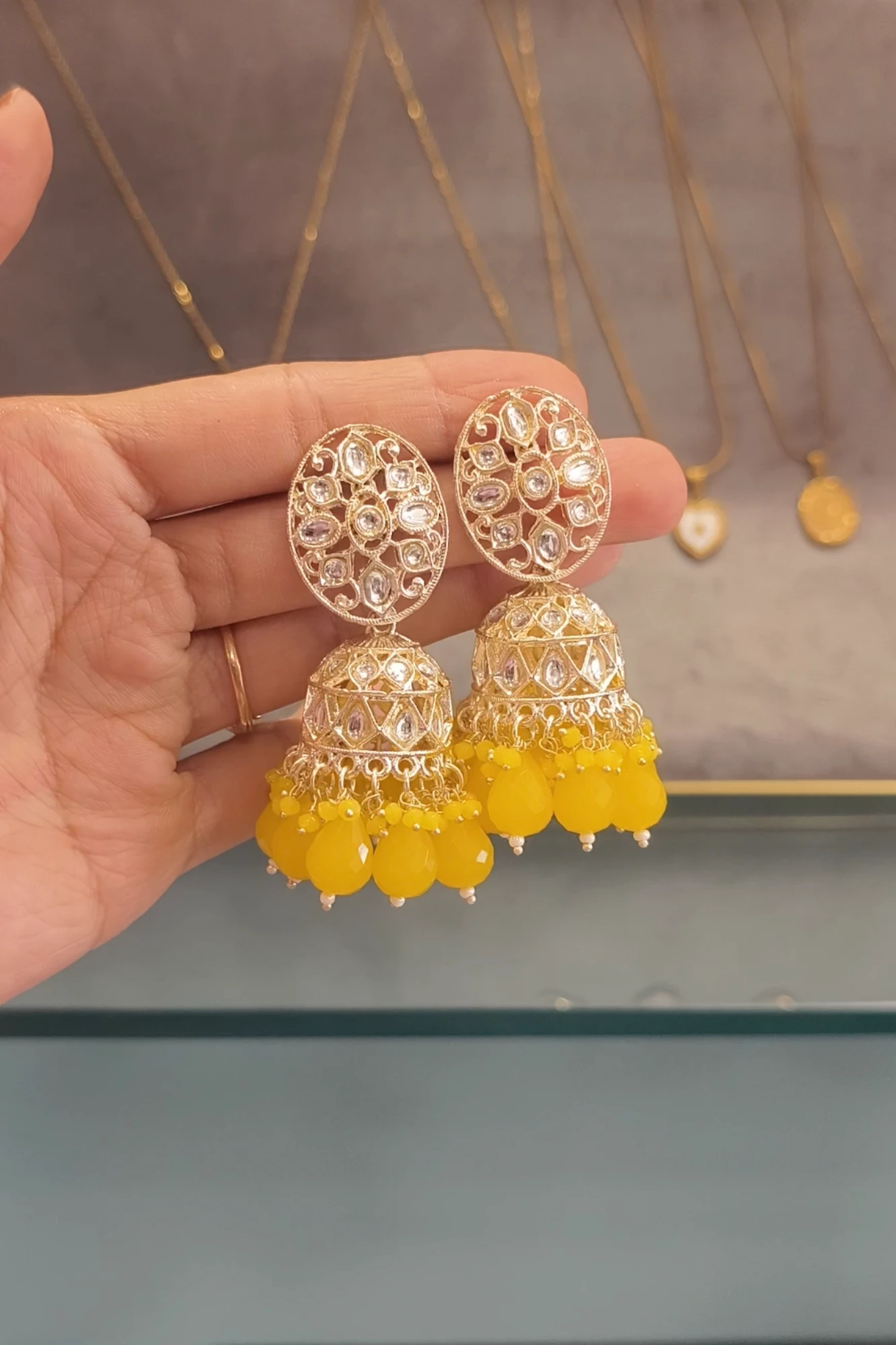 SAFFA YELLOW JHUMKI (A1)