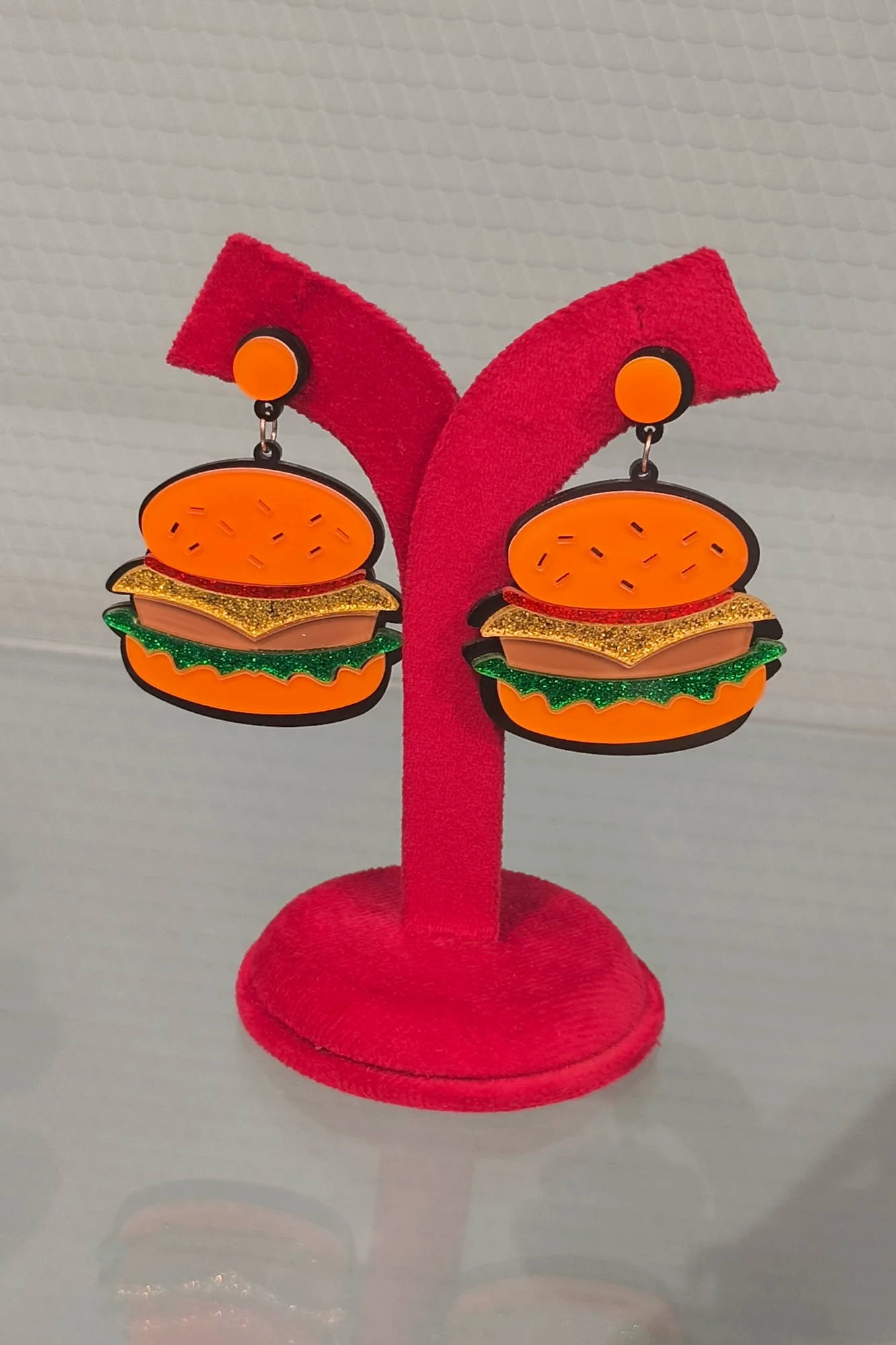 ORANGE BURGER FUNKY EARRING