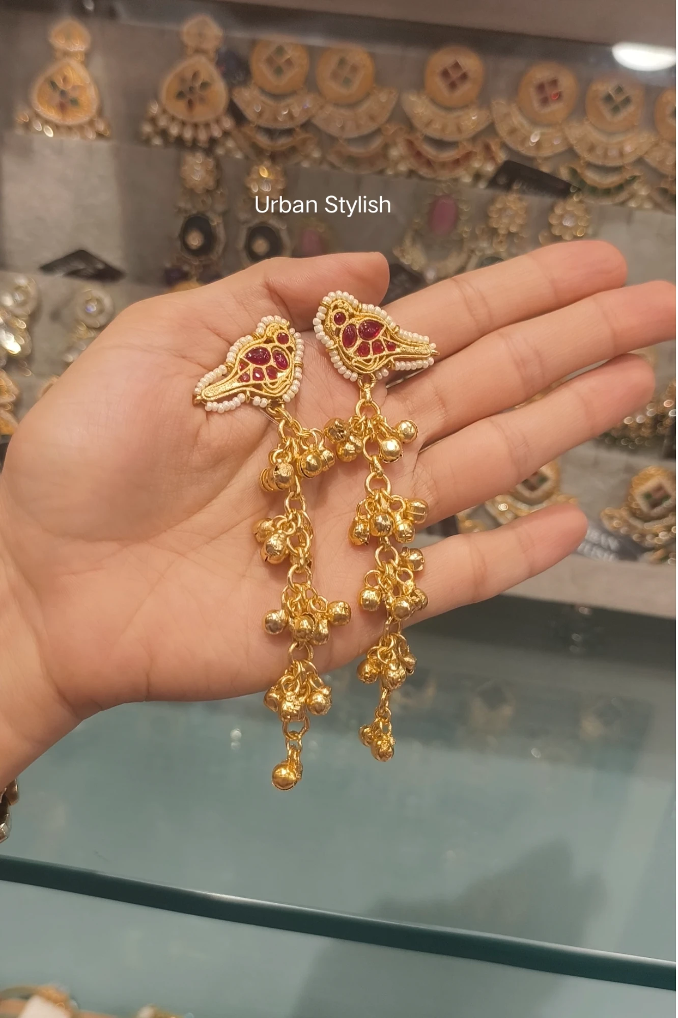 CROCUS RED KASHMIRI EARRINGS