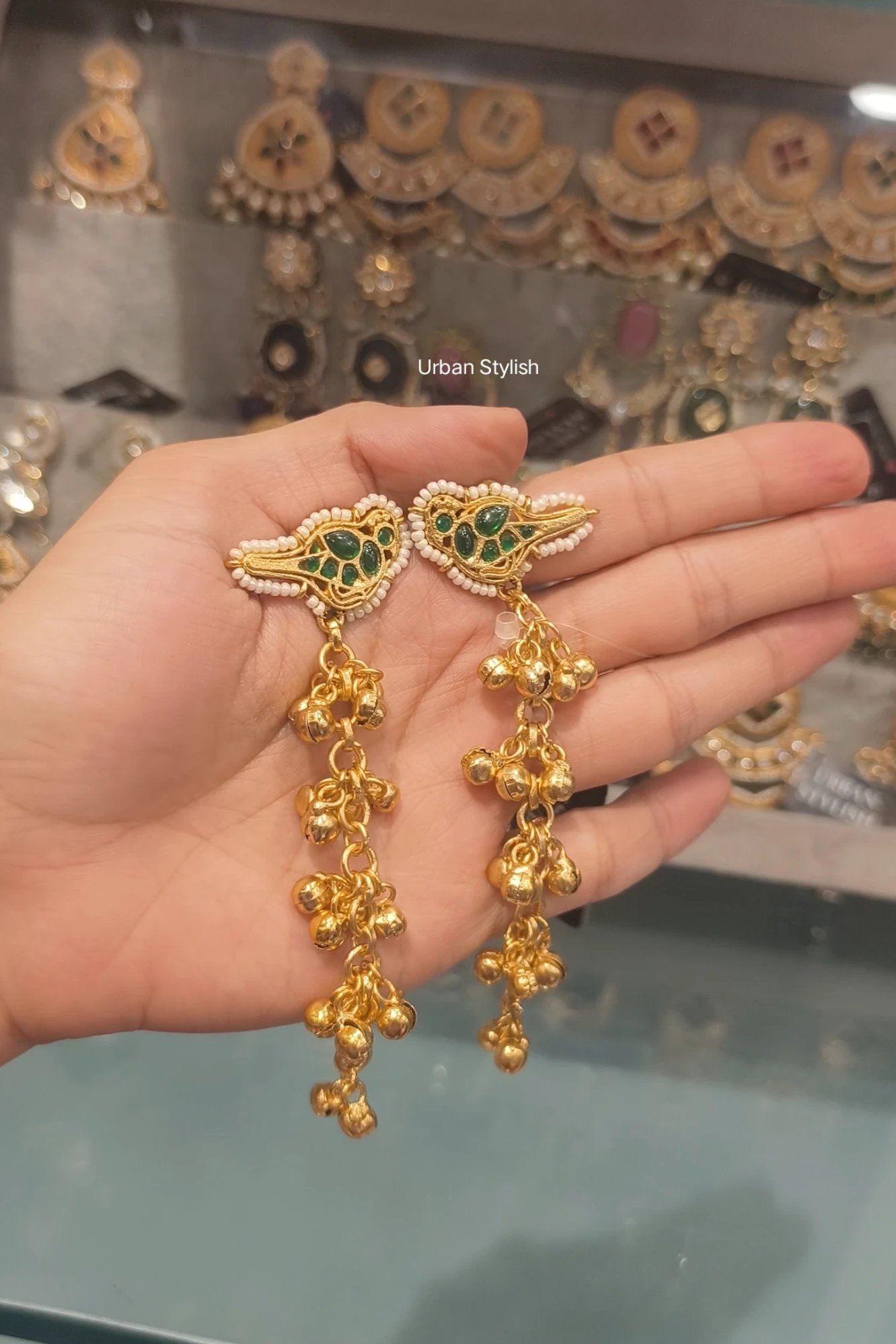 CROCUS GREEN KASHMIRI EARRINGS