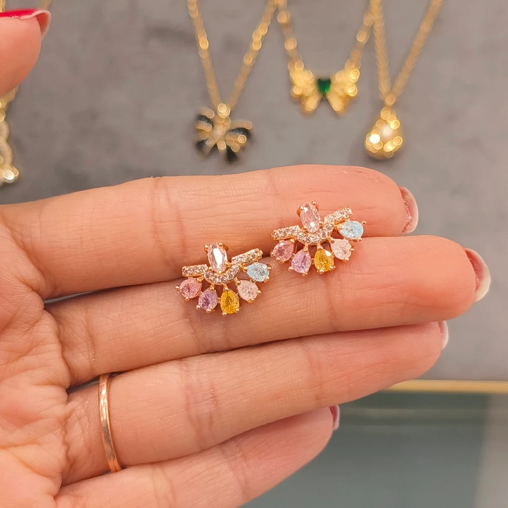 AD SEMI FLOWER EARRINGS