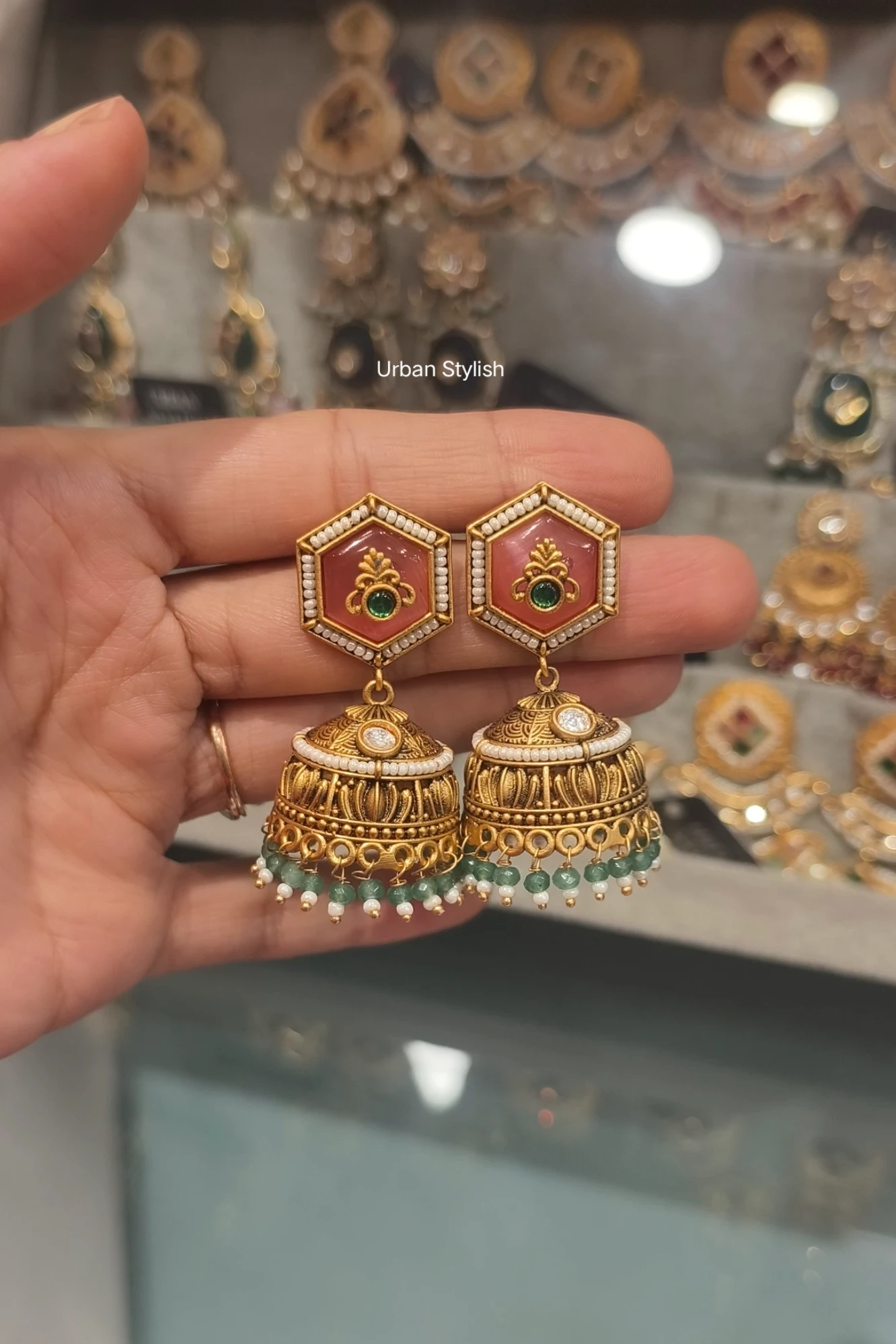 ARMAN ANTIQUE GOLD LOOK JHUMKI