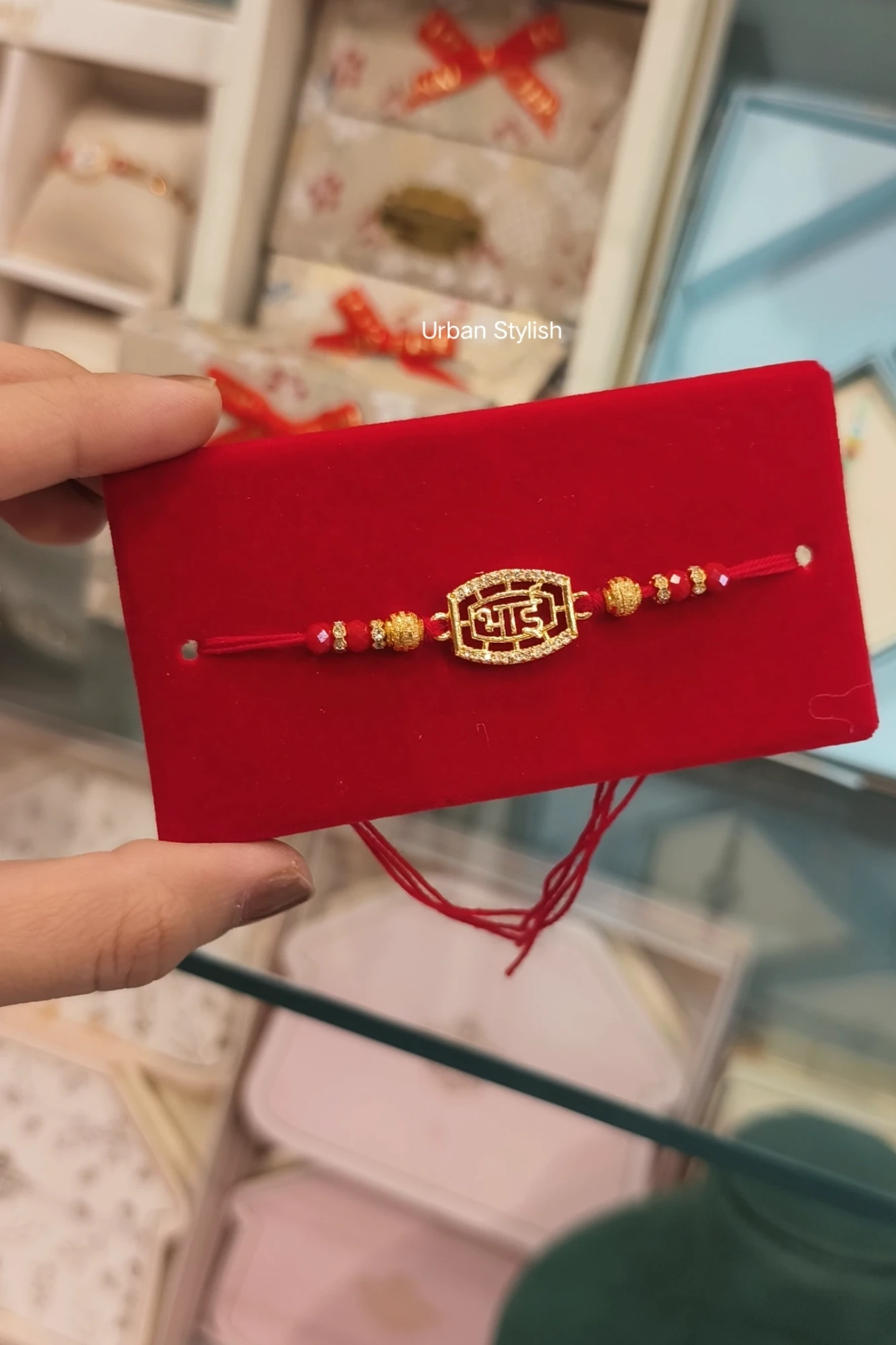 ARMAN BHAI RED GOLDEN AD RAKHI (5136)