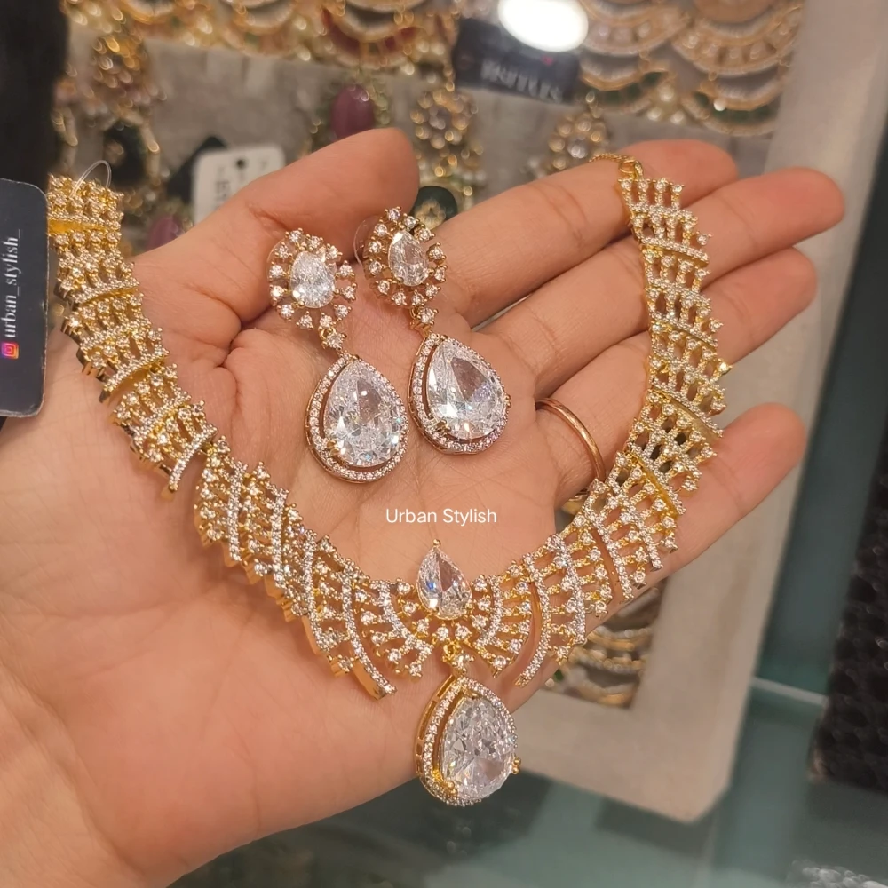 AFREEN AMERICAN DIAMOND NECKLACE WITH EARRINGS