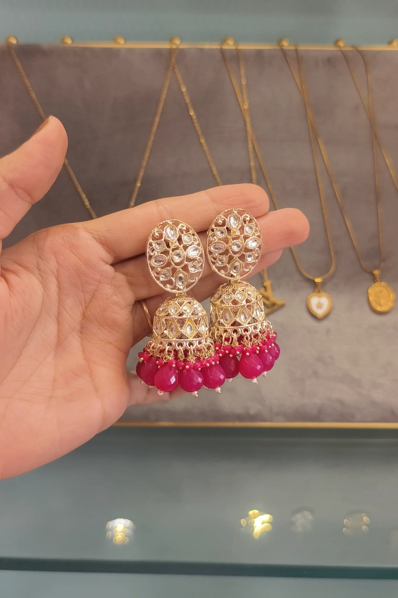 MEHAR DARK PINK JHUMKI (A1)