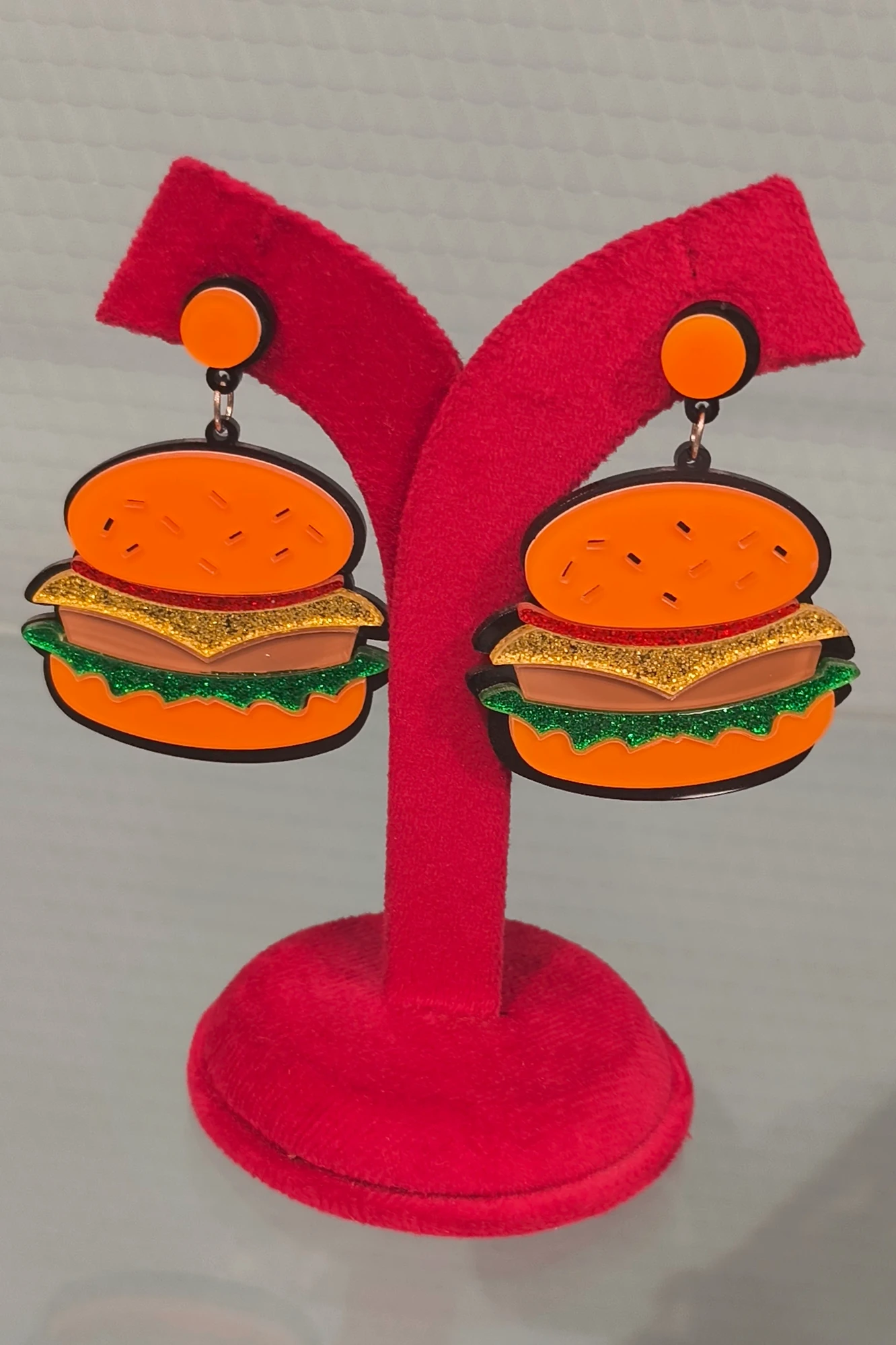 ORANGE BURGER FUNKY EARRING