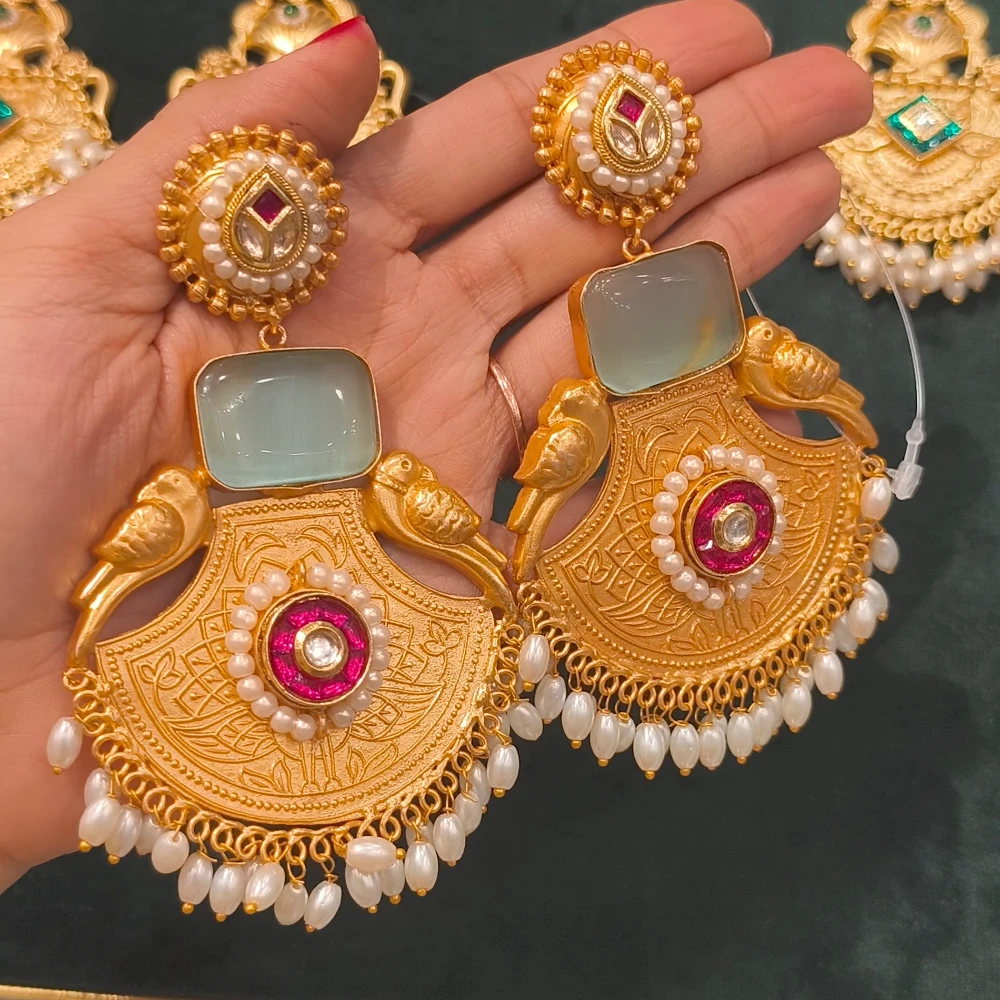 AMIRA SEA GREEN GOLD REPLICA EARRINGS