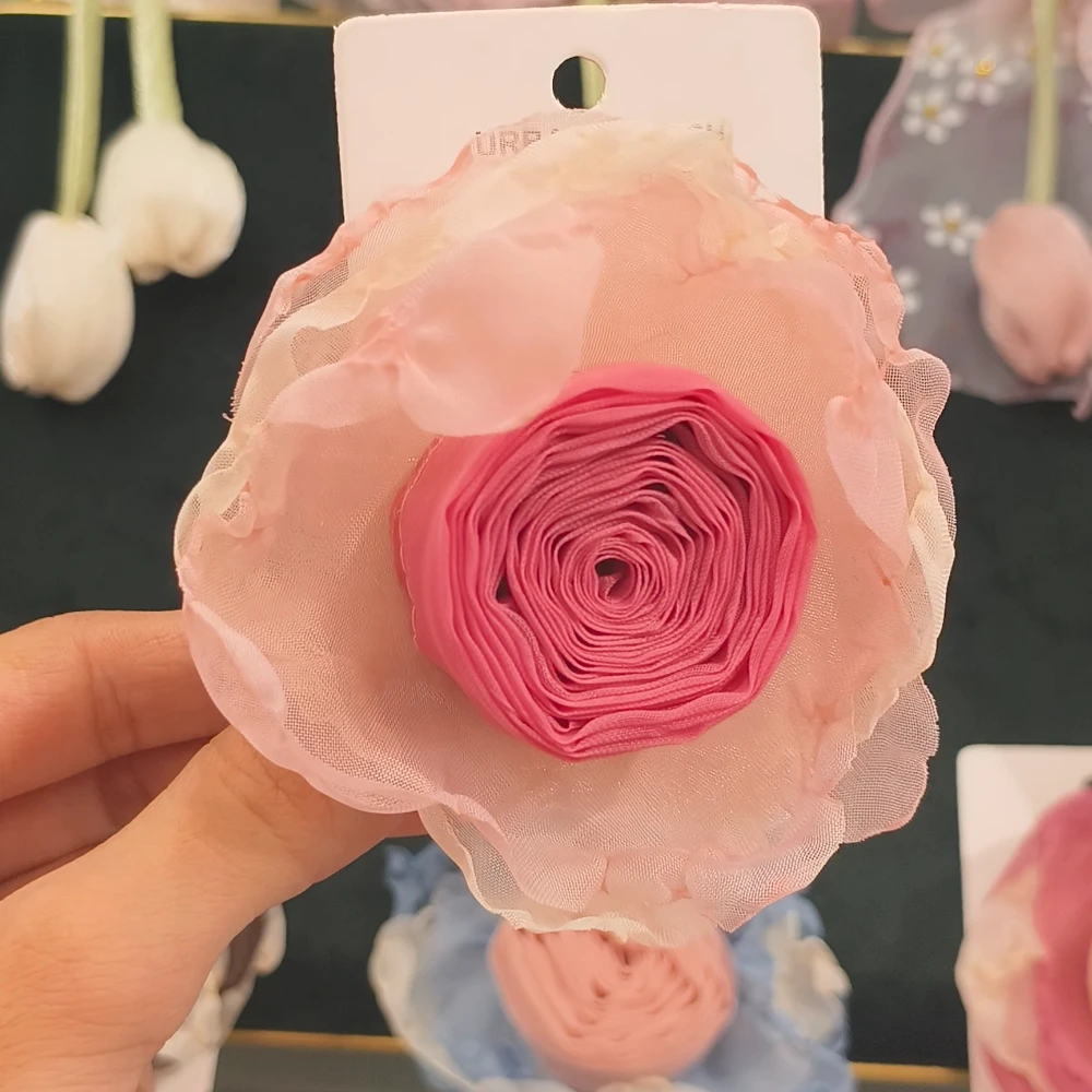 ORGANZA PINK ROSE CLIP