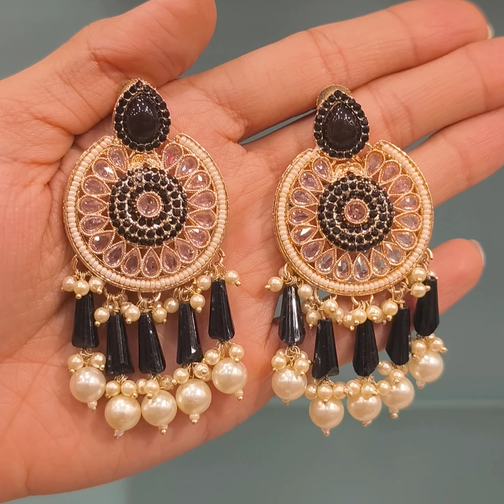BLACK ROUND SABYASACHI EARRINGS