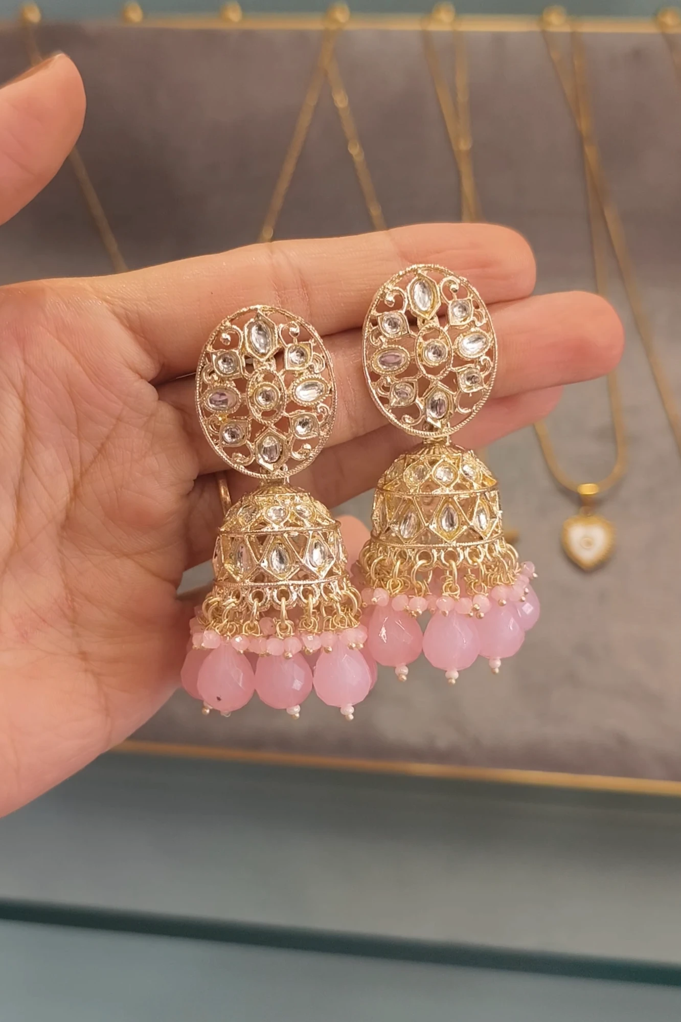 NOOR LIGHT PINK JHUMKI (A1)