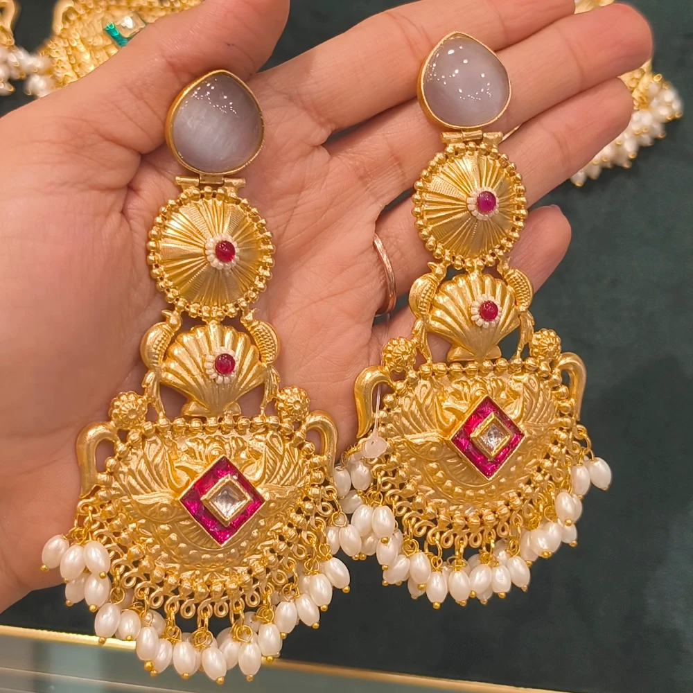 RAHA GREY GOLD REPLICA EARRINGS