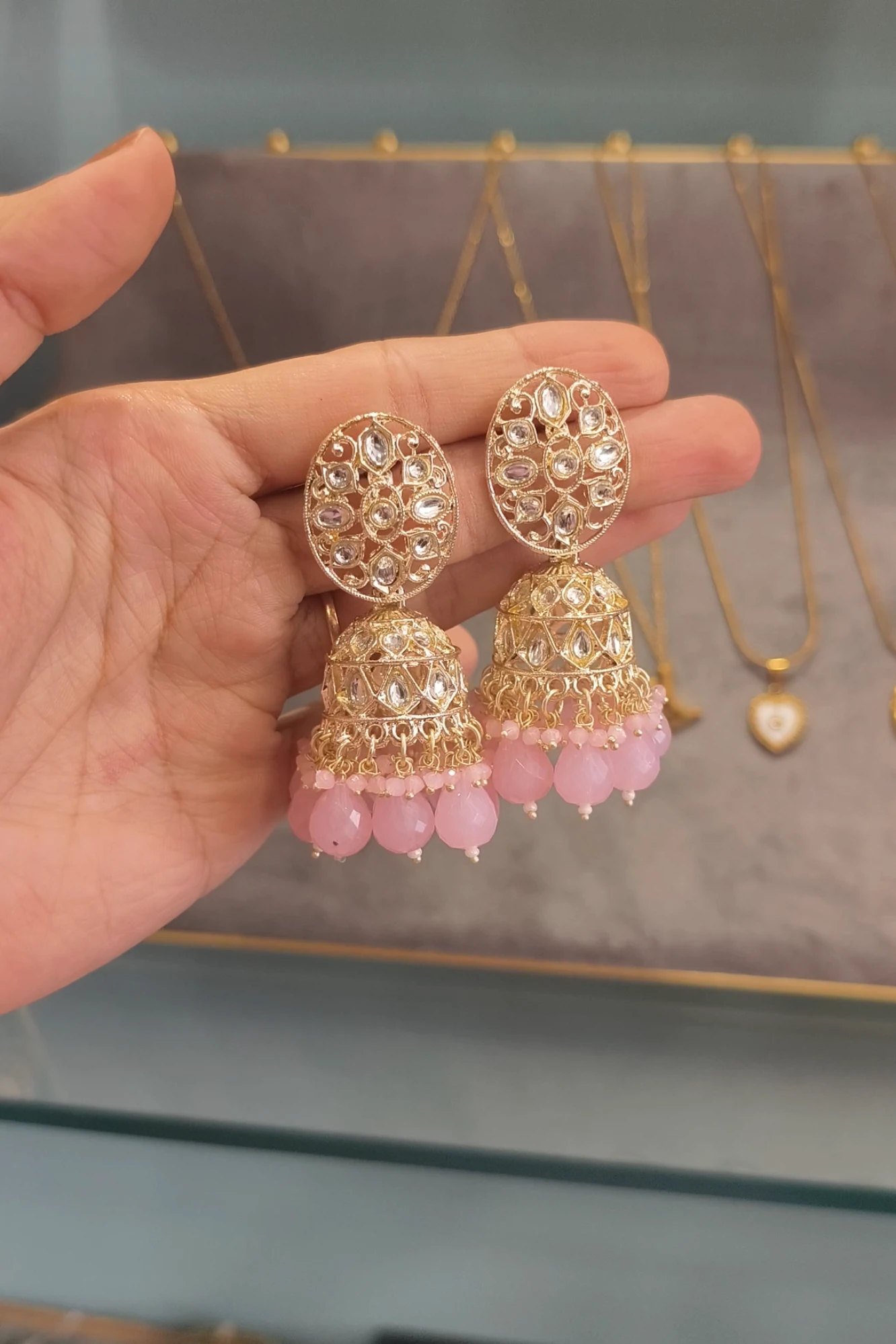 NOOR LIGHT PINK JHUMKI (A1)