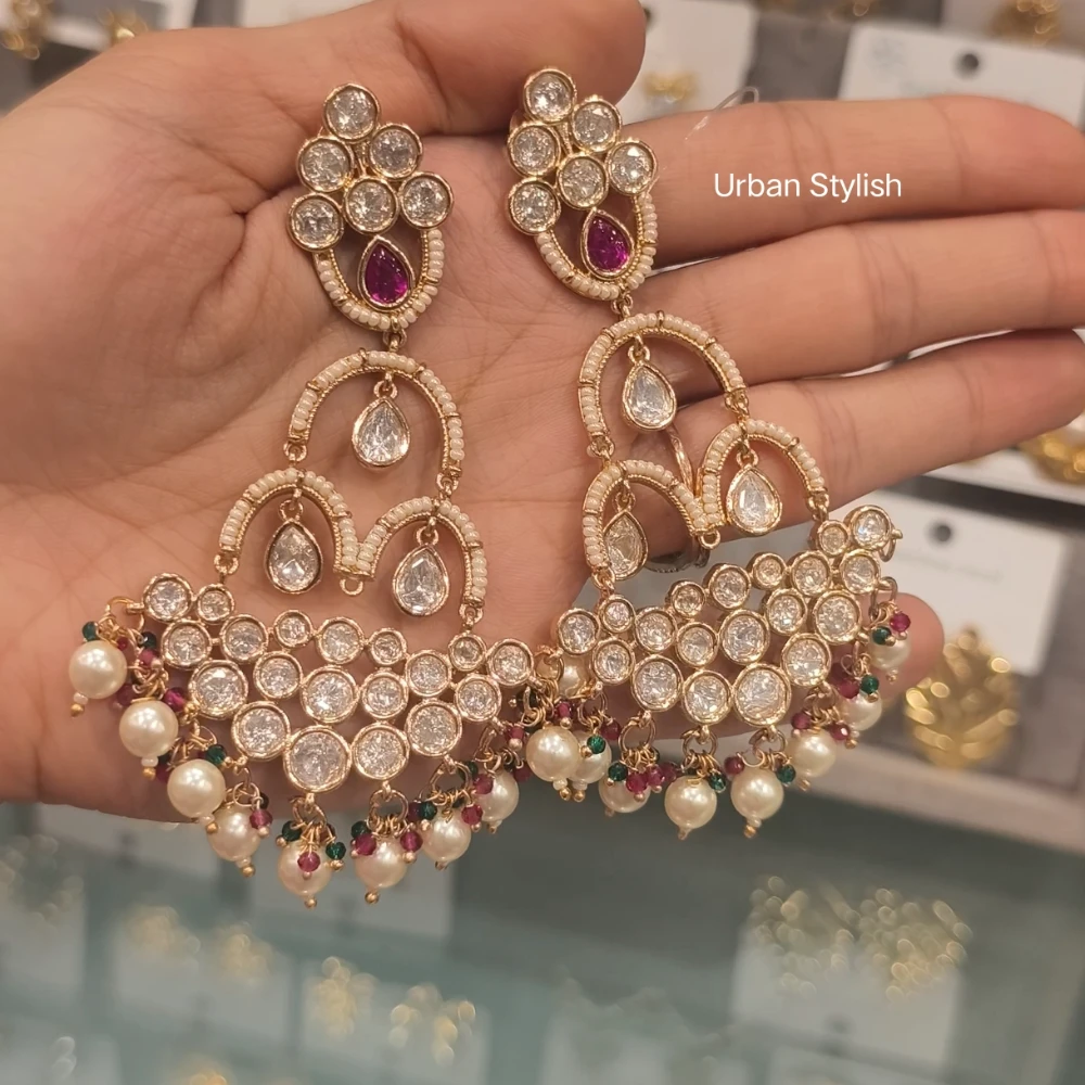 SARAH MOSSIONITE POLKI EARINGS