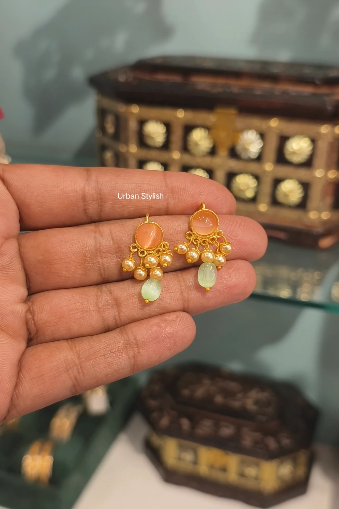 AFSANA SMALL GOLD LOOK EARRINGS