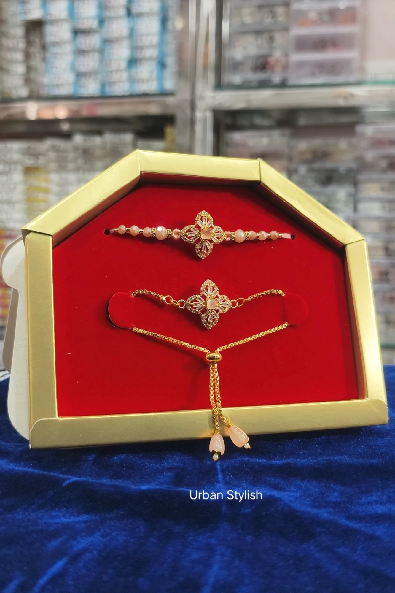 GUL E NOOR GOLDEN FLOWER BHAI BHABHI RAKHI (8301)