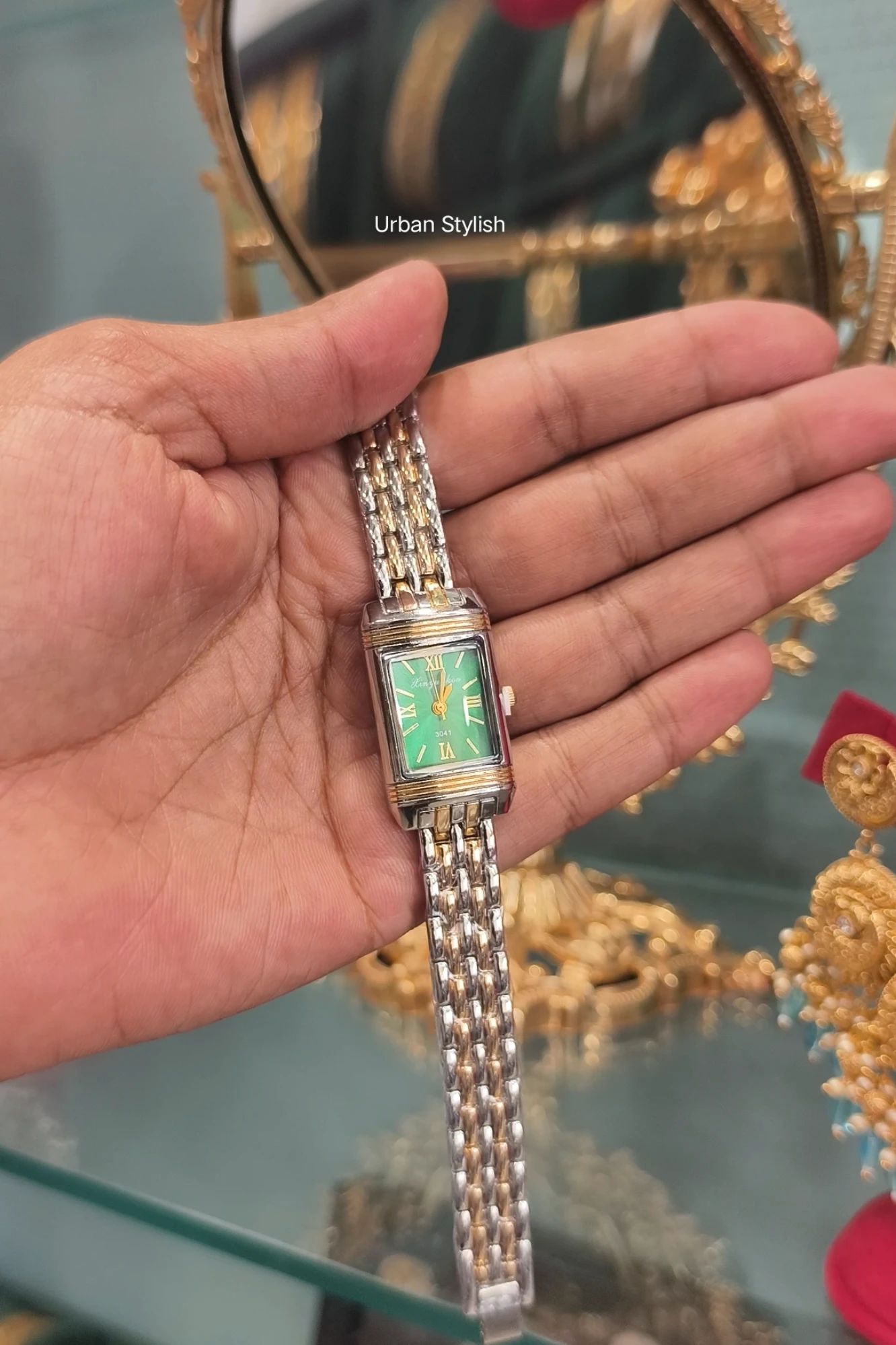 NAZIA GREEN SILVER FANCY WATCH (A16)