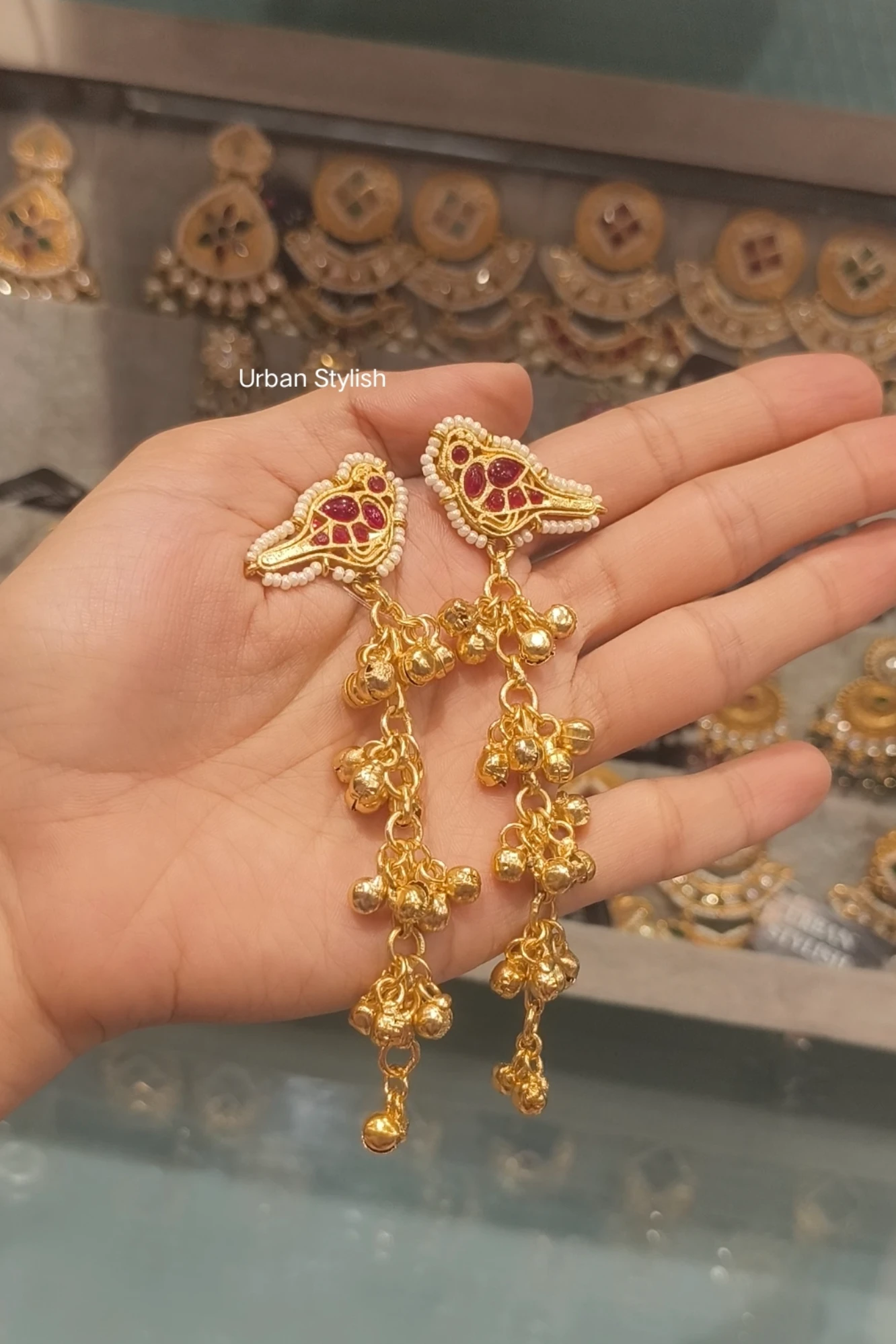 CROCUS RED KASHMIRI EARRINGS
