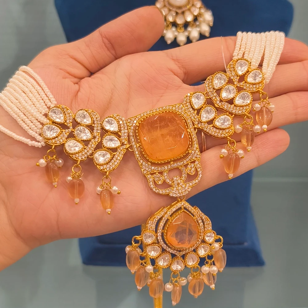 ERA RUST MOISSANITE CHOCKER AND EARRINGS