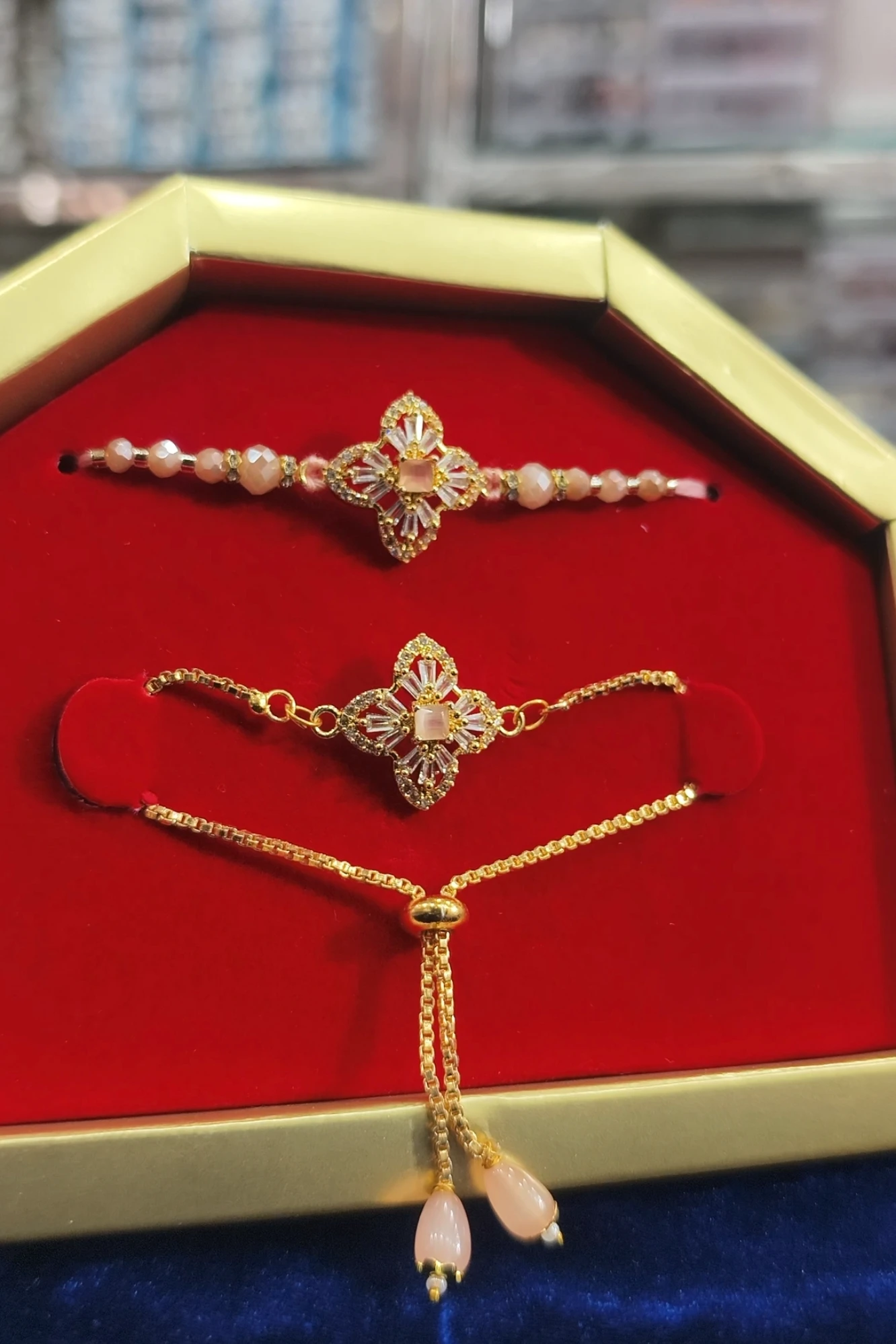 GUL E NOOR GOLDEN FLOWER BHAI BHABHI RAKHI (8301)