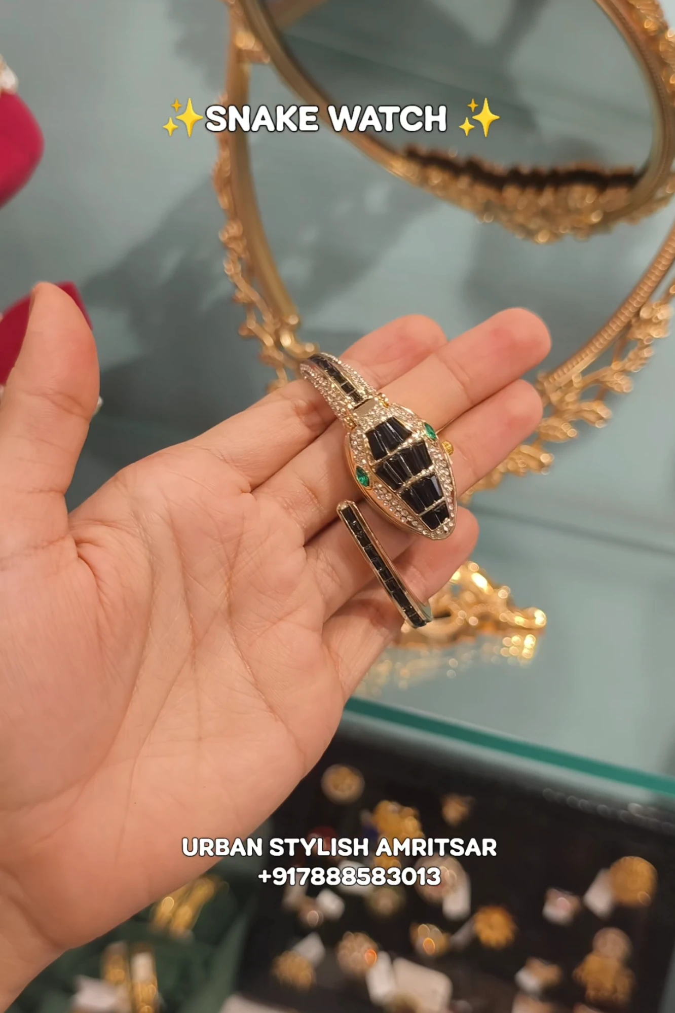 BLACK &SILVER FANCY SNAKE WATCH (A17)