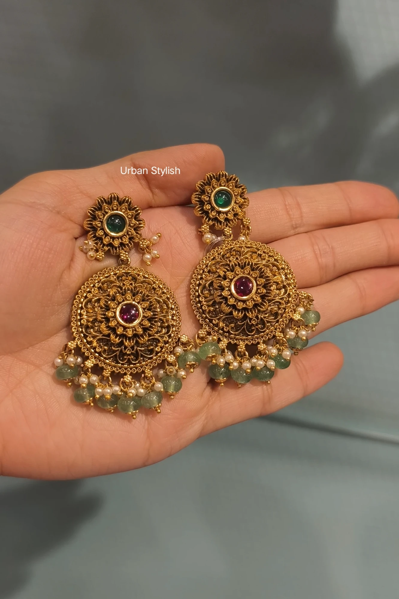 HAMZA ANTIQUE GOLD PLATED EARRINGS