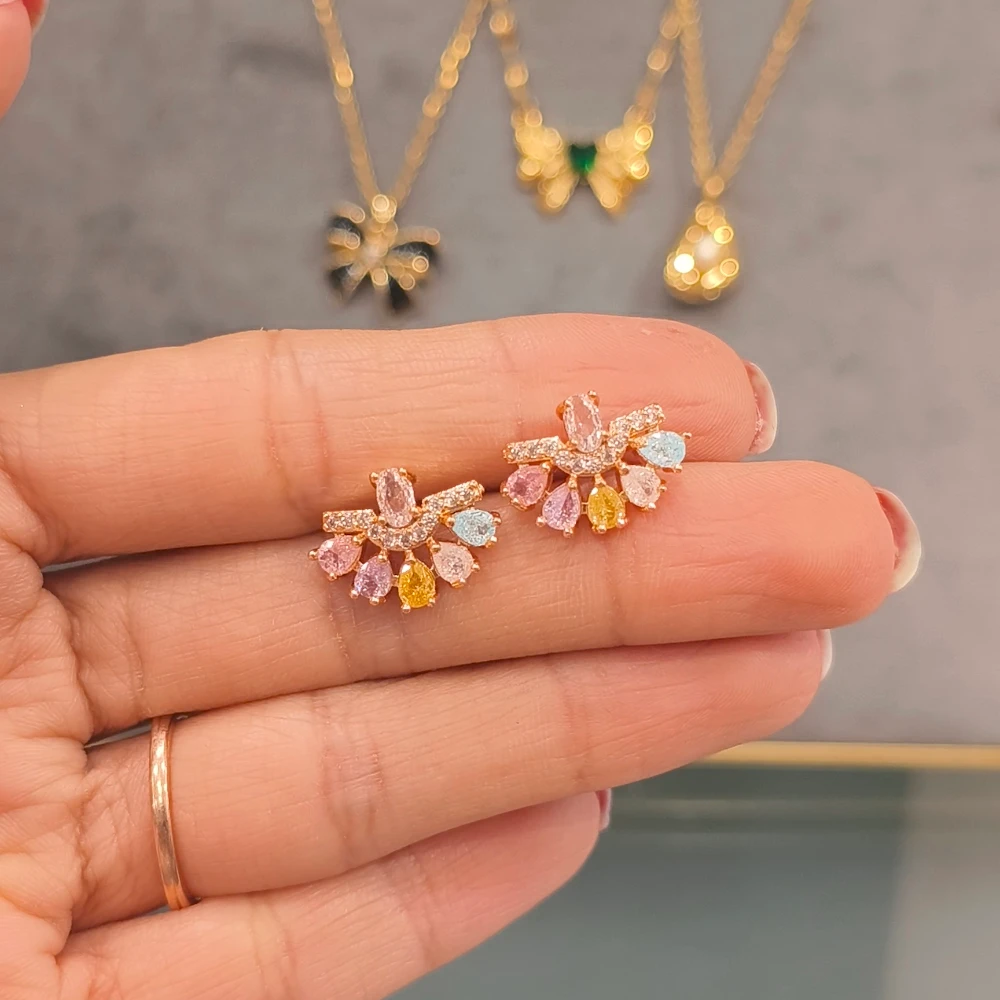 AD SEMI FLOWER EARRINGS