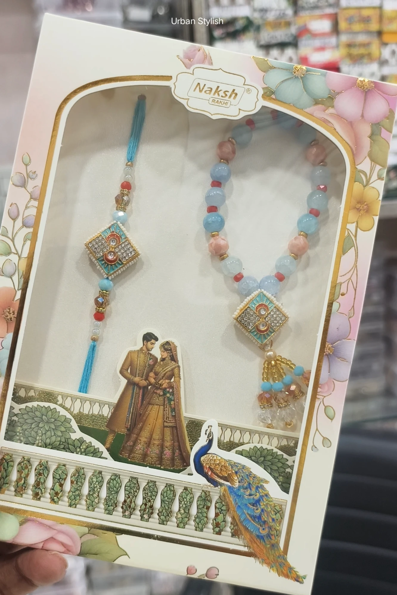 LOVLY PAIR LIGHT BLUE RAKHI COMBO (4214)