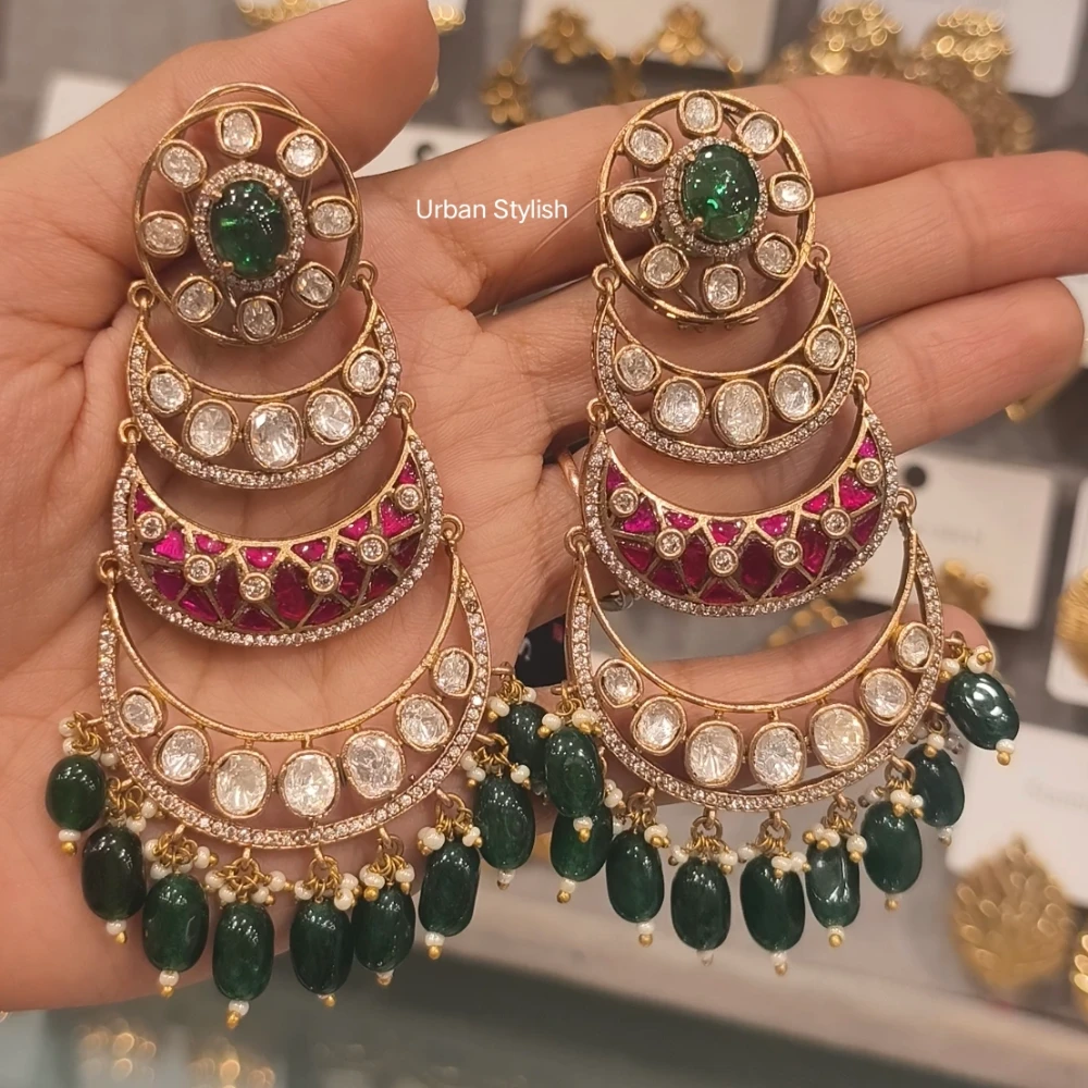 REHMAT MOISSANITE POLKI EARRINGS