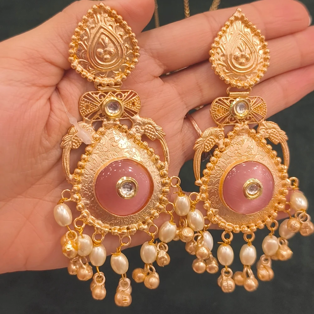 HAMIA PINK GOLDEN REPLICA EARRINGS