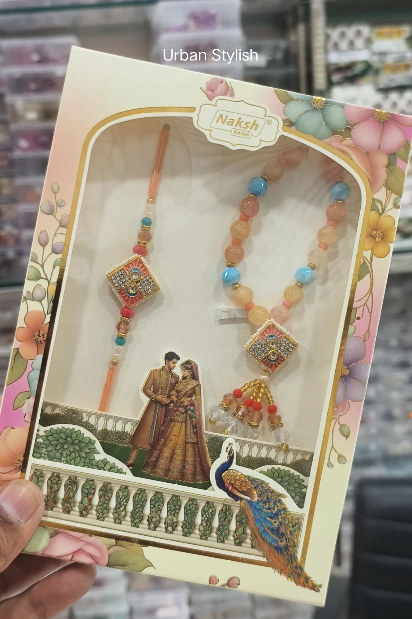 LOVLY PAIR GULABI RAKHI COMBO (4214)