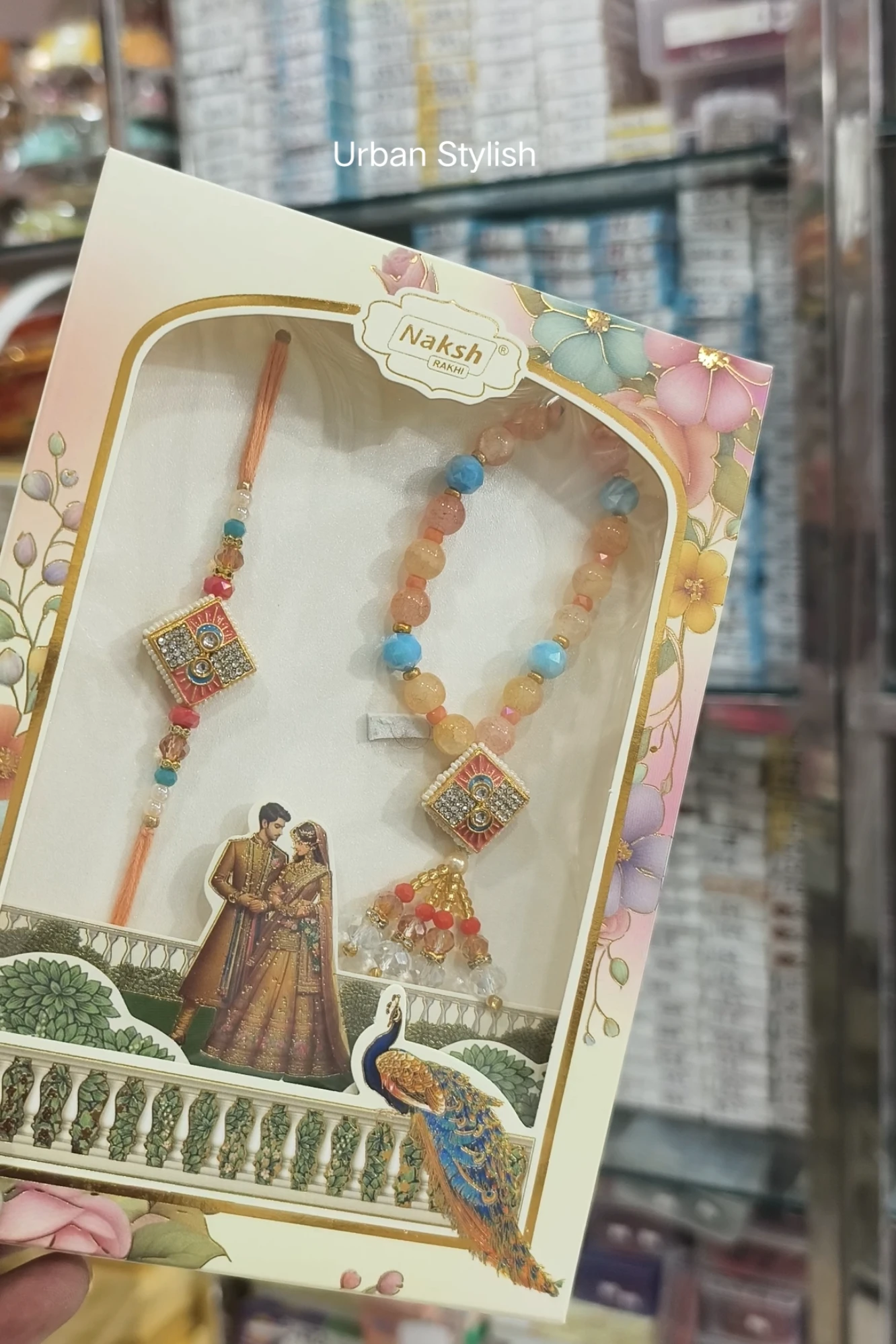 LOVLY PAIR GULABI RAKHI COMBO (4214)