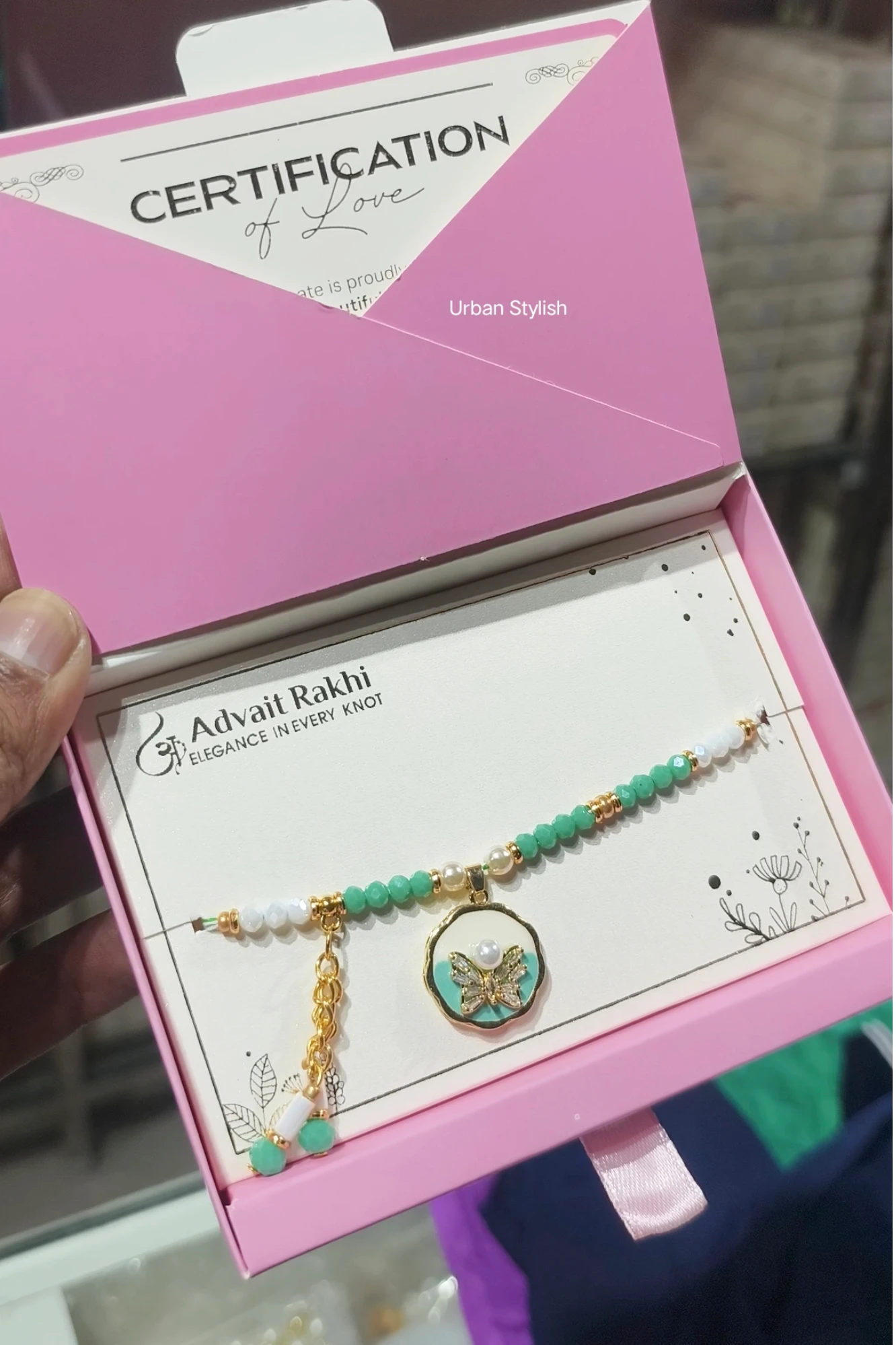 BUTTERFLY GREEN BRACELET RAKHI (1746)