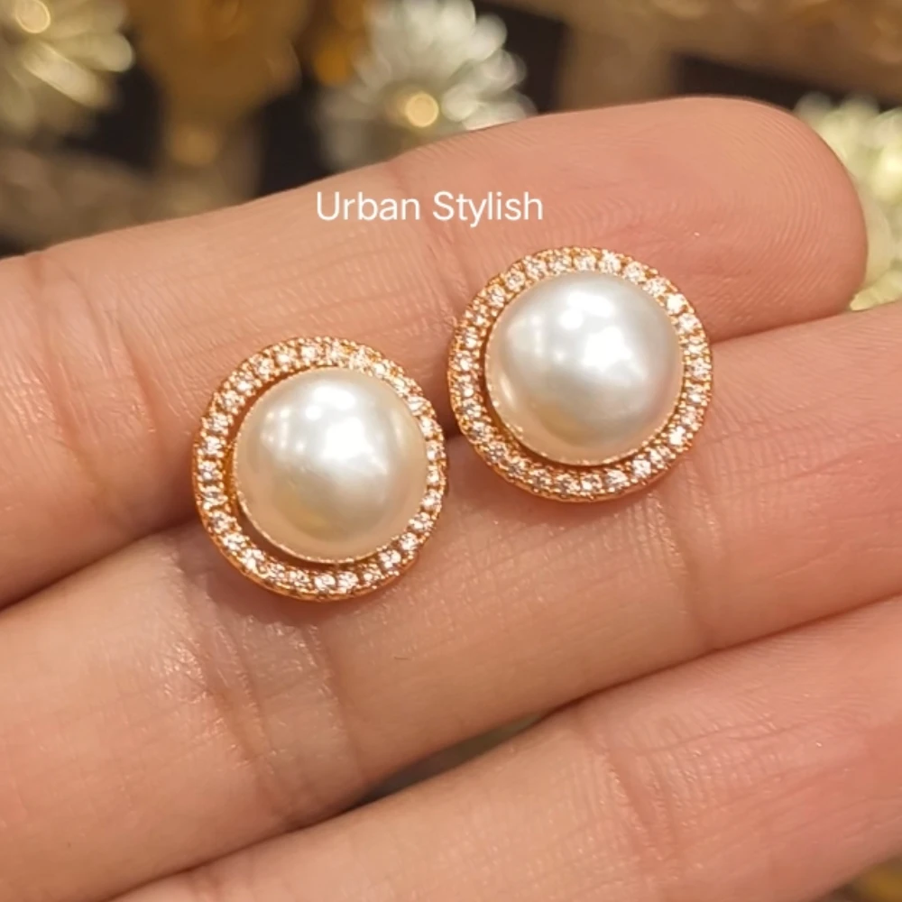 ALYA PEARL AMERICAN DIAMOND STUDS
