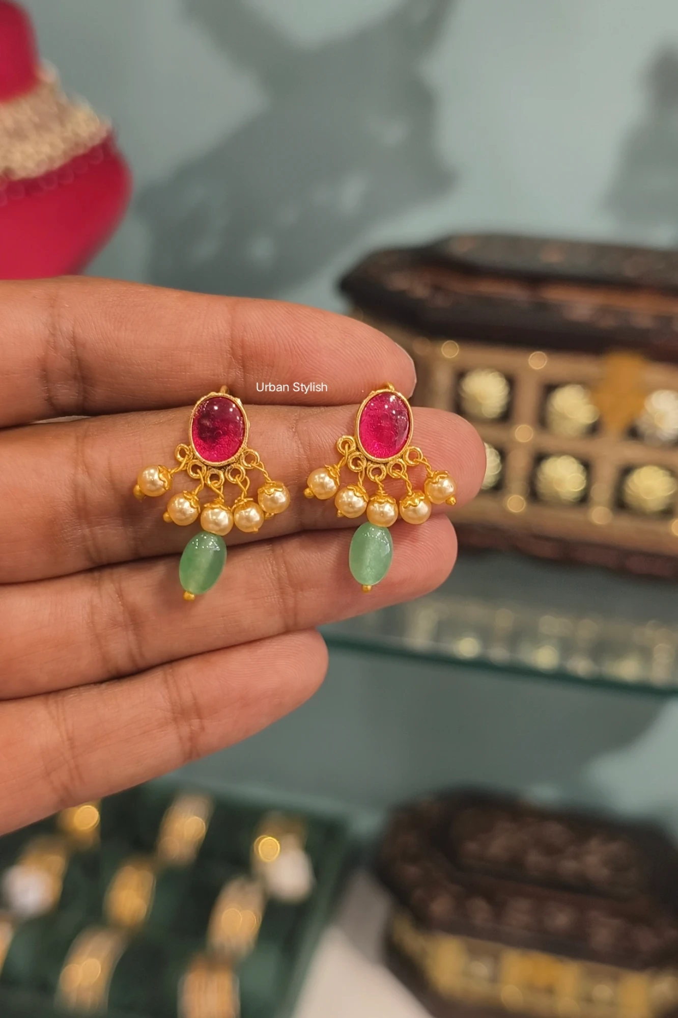 RUKSAAR SMALL GOLD LOOK EARRINGS