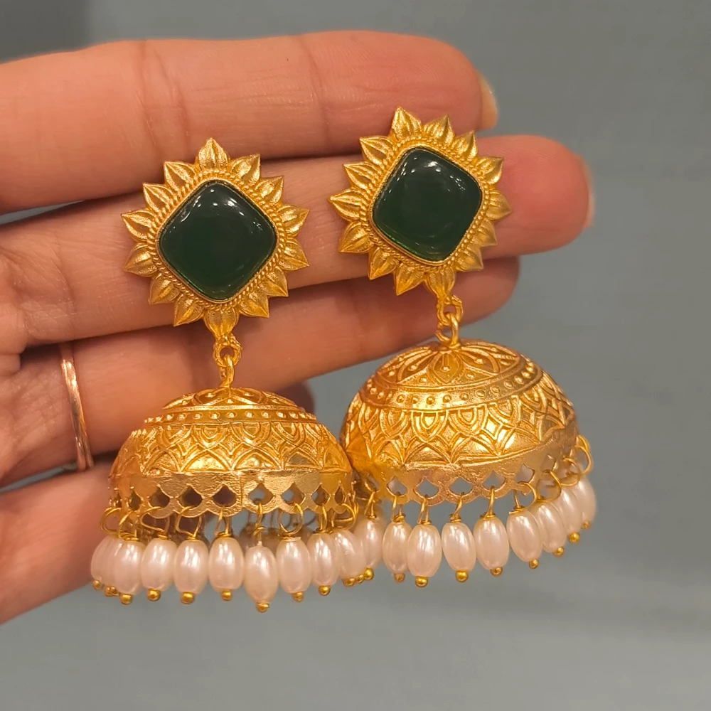 SEHAR GREEN GOLDEN REPLICA JHUMKA