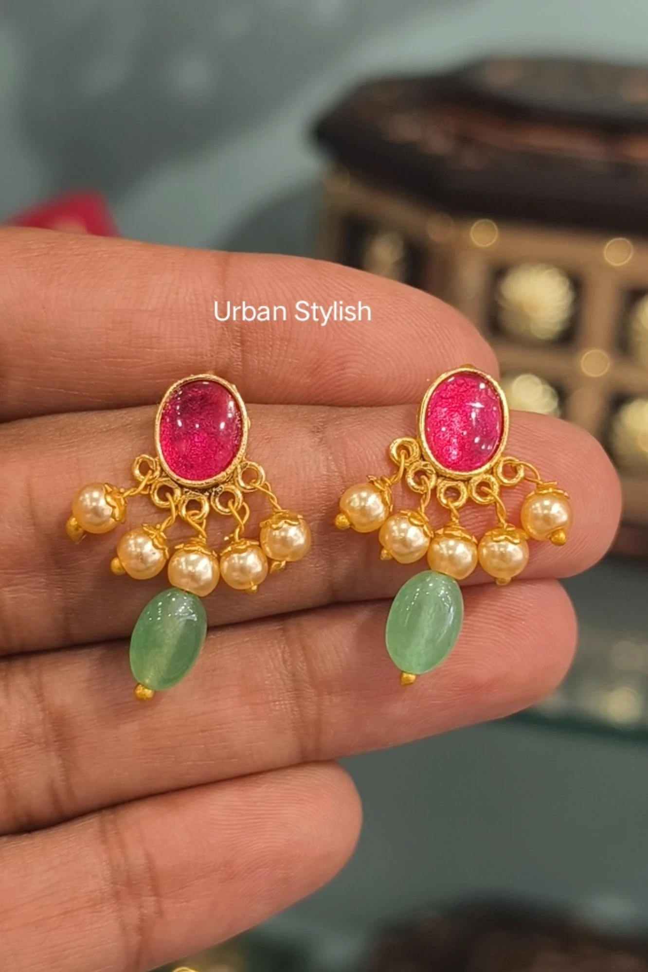 RUKSAAR SMALL GOLD LOOK EARRINGS