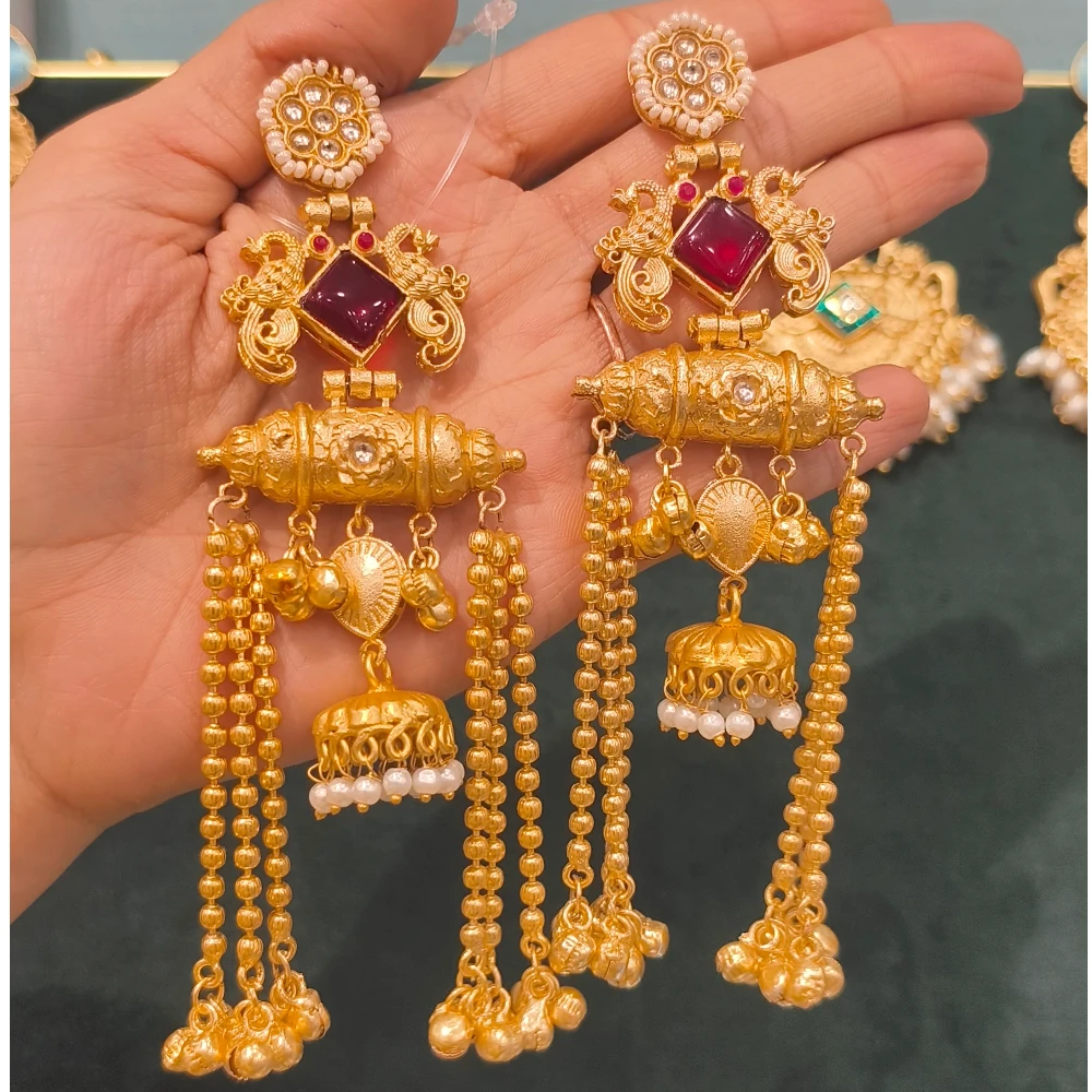 DIMA MEHROON GOLD REPLICA EARRINGS