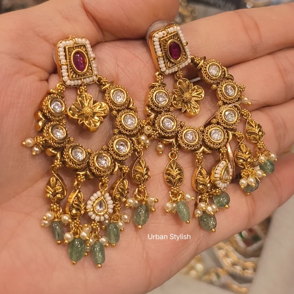 IQRA ANTIQUE GOLD PLATED EARRINGS