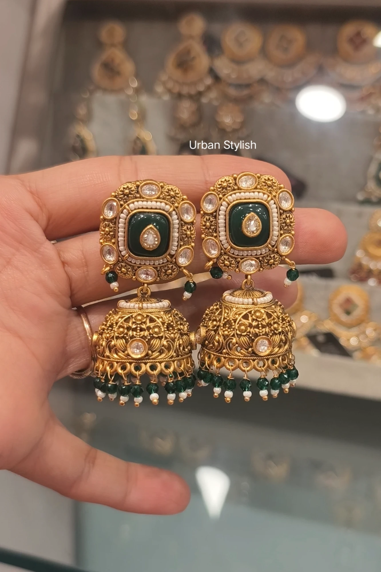 REHMAT ANTIQUE GOLD LOOK JHUMKI
