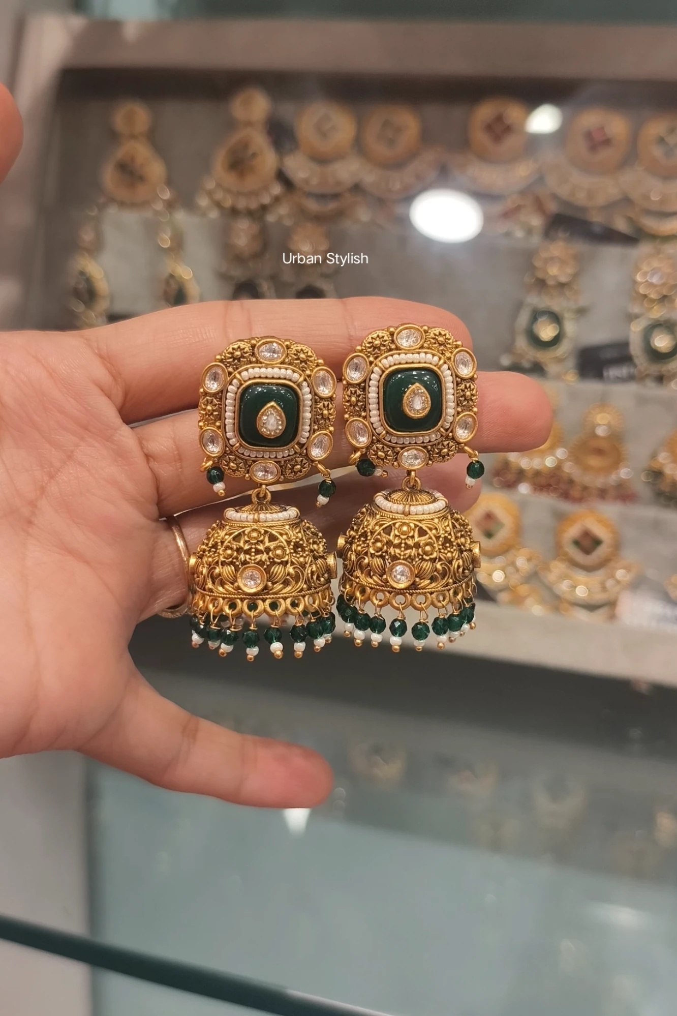 REHMAT ANTIQUE GOLD LOOK JHUMKI