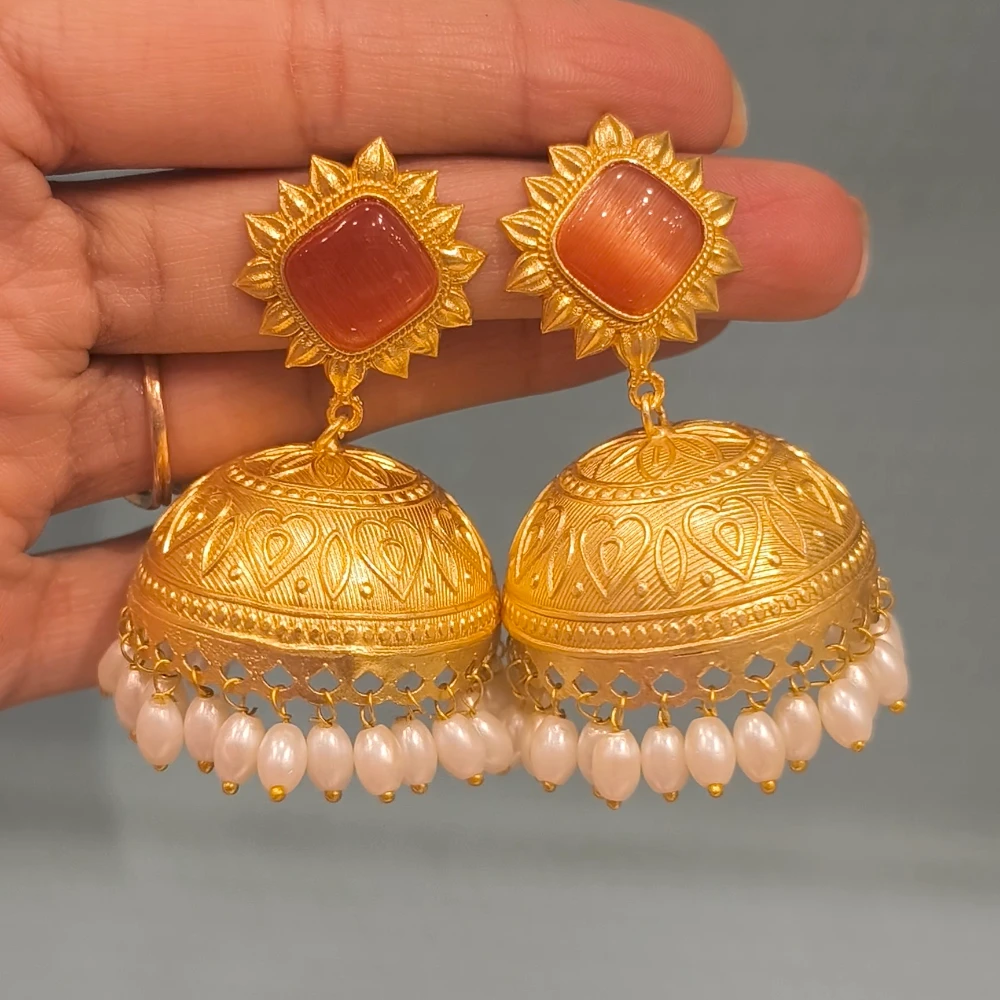 SEHAR ORANGE GOLDEN REPLICA JHUMKA