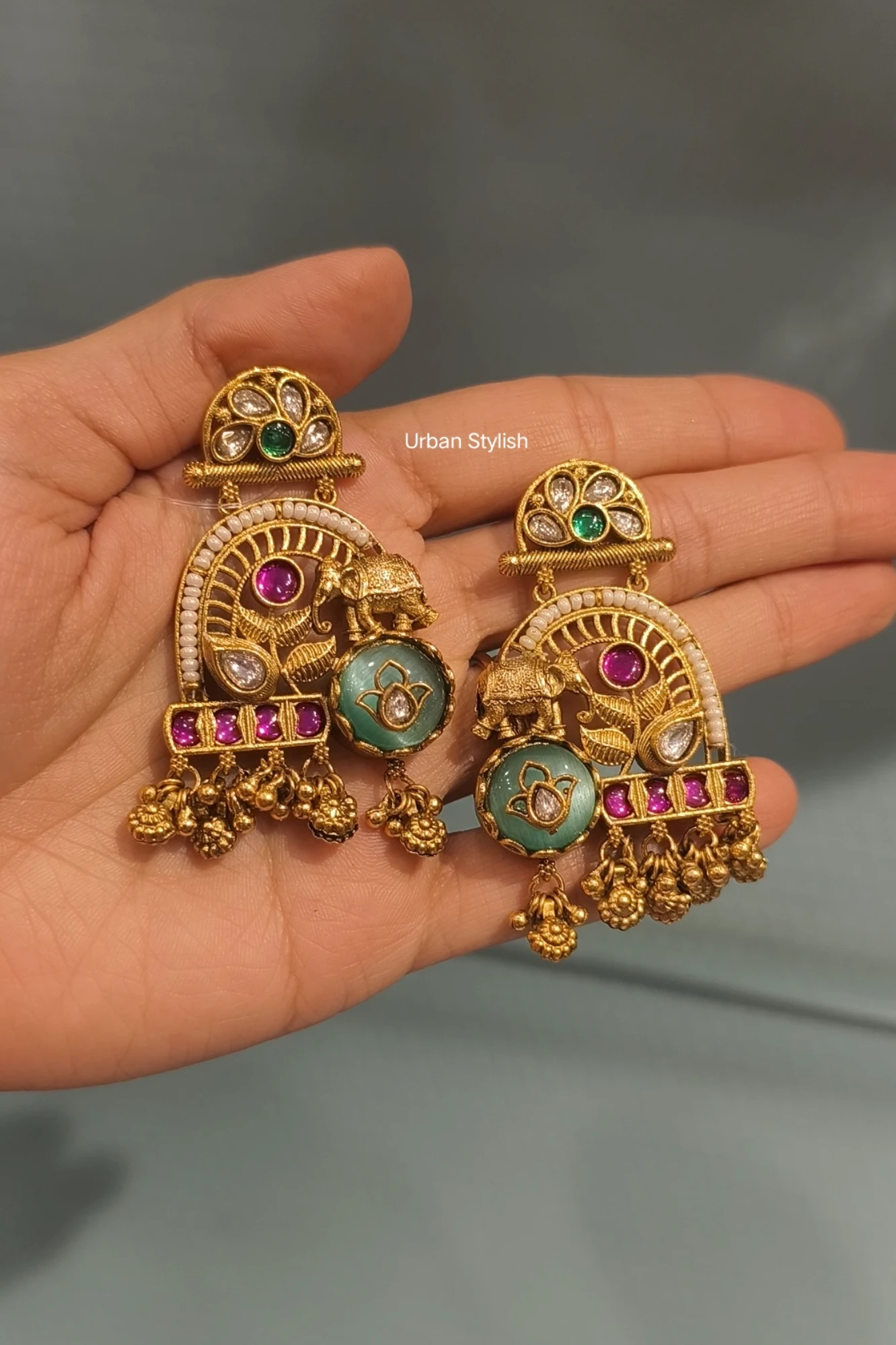 OMAR ANTIQUE GOLD PLATED EARRINGS