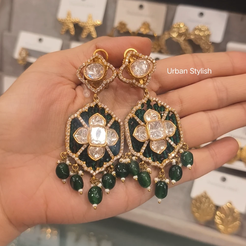 MIRA MOISSANITE POLKI EARRINGS
