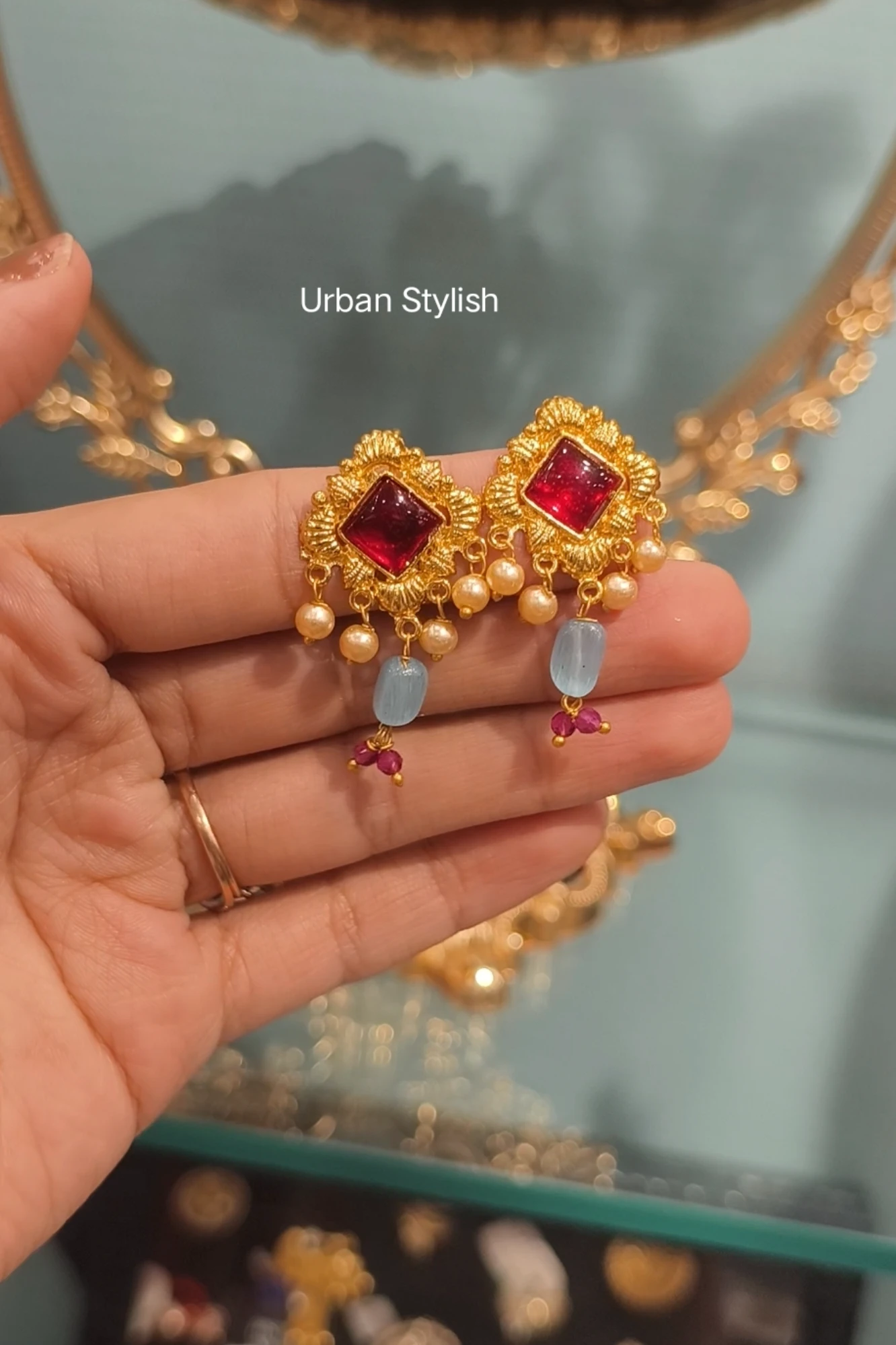 NAIRA RED FIROZI STUDS (A18)